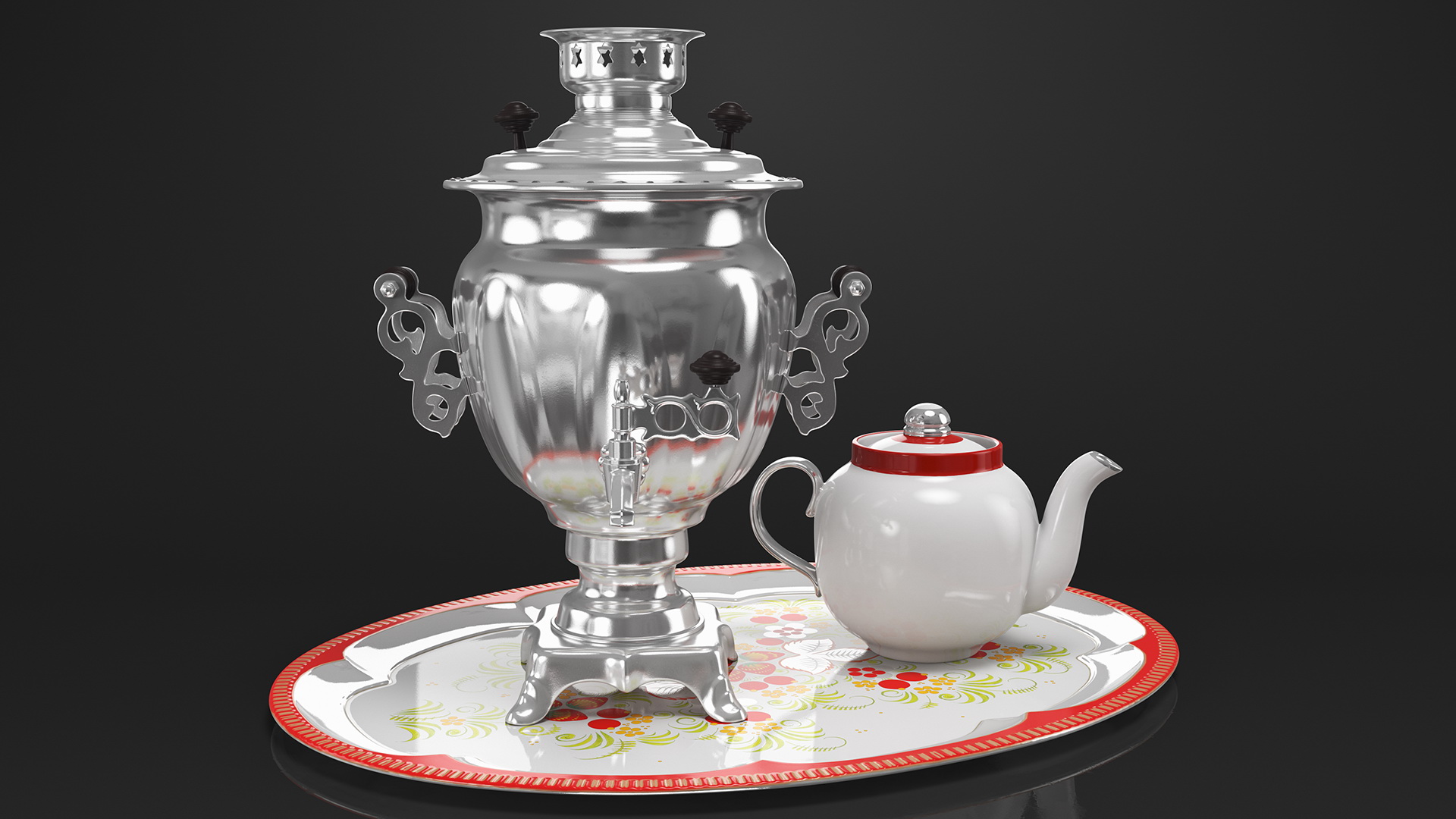 3D Vintage Electric Samovar Set model