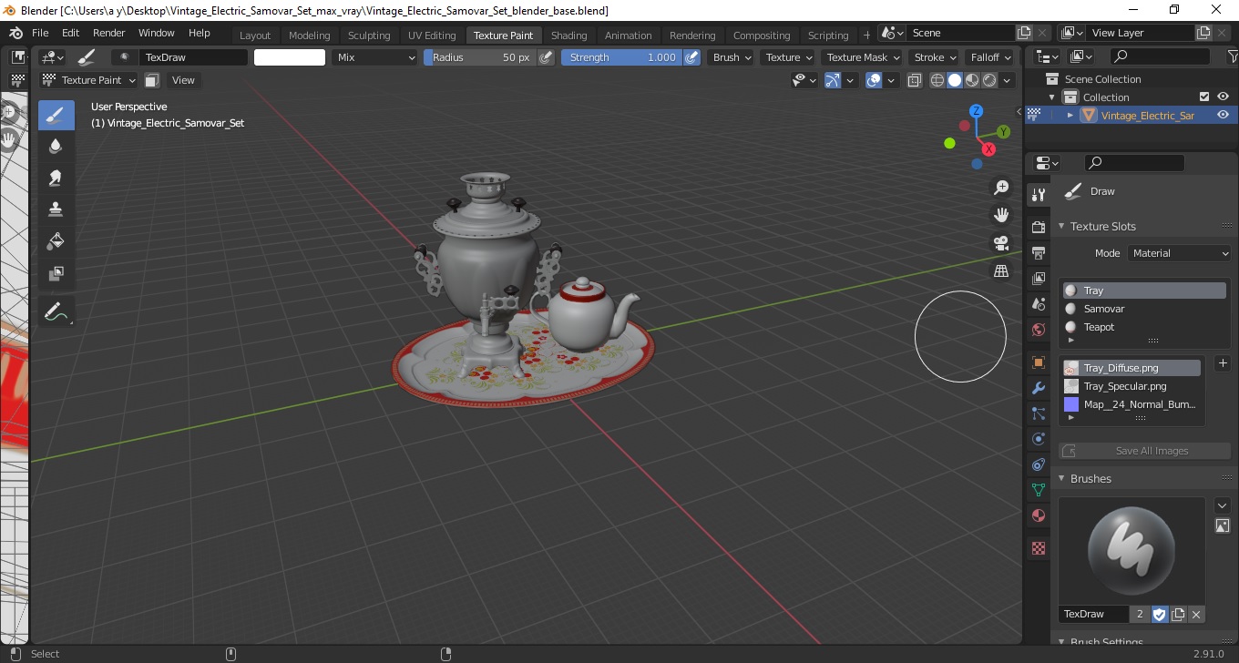 3D Vintage Electric Samovar Set model