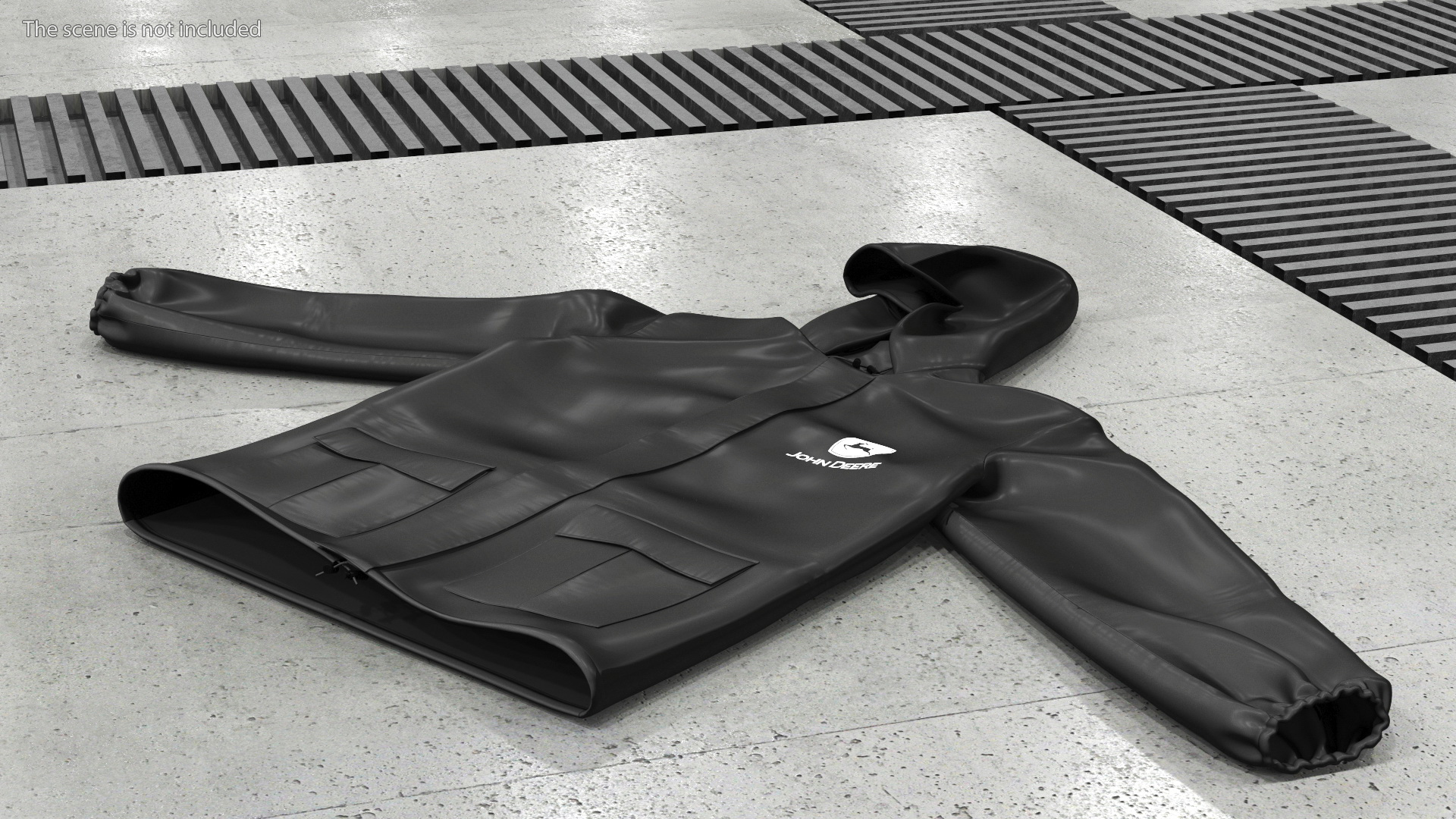 3D John Deere Black Rain Jacket model