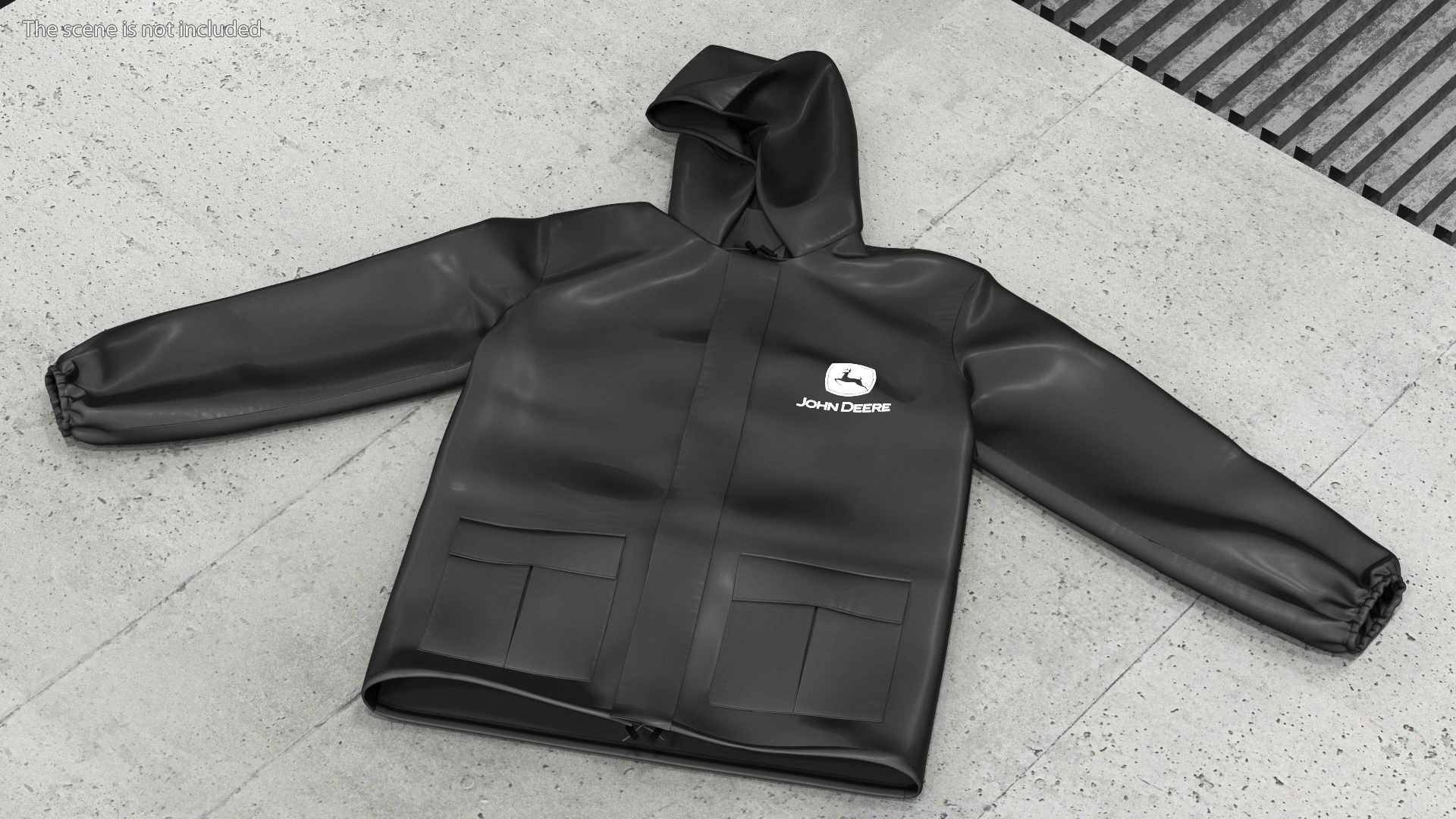 3D John Deere Black Rain Jacket model