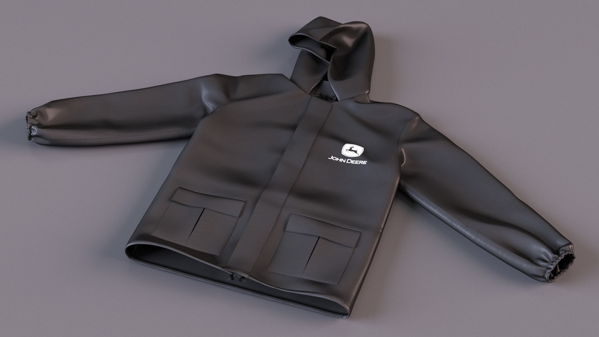 3D John Deere Black Rain Jacket model