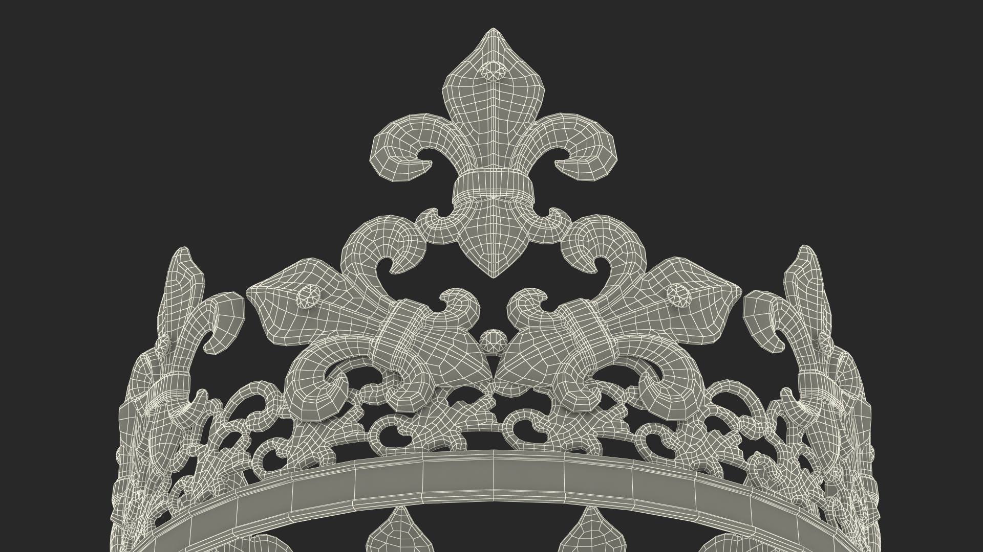 Golden King Crown with Gems 3D