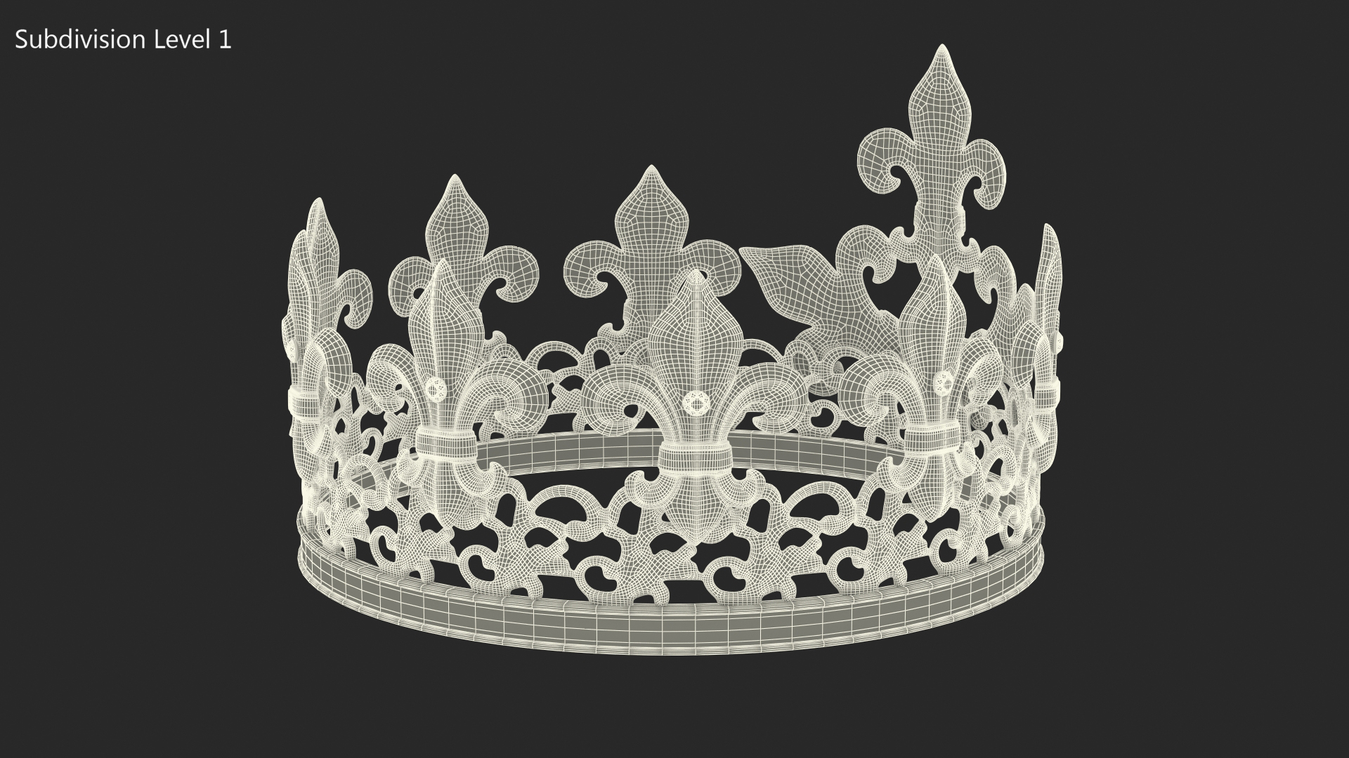 Golden King Crown with Gems 3D