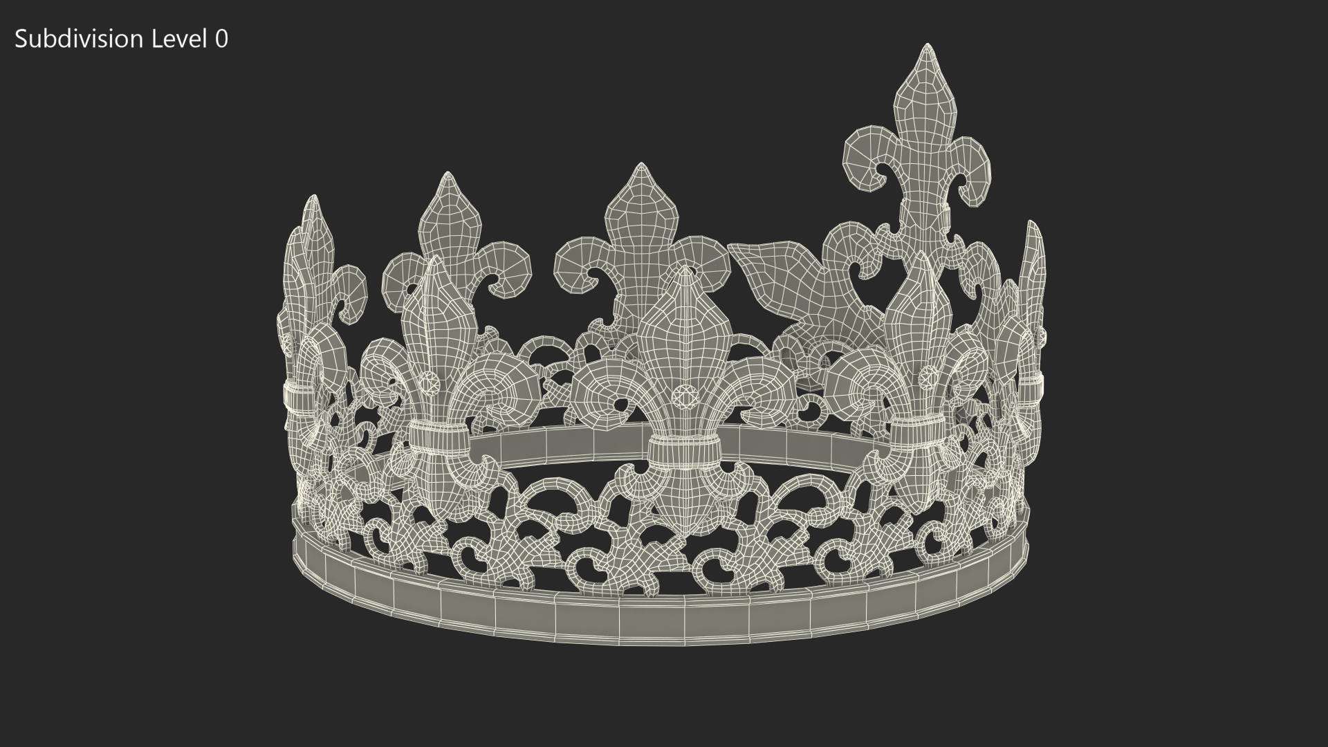 Golden King Crown with Gems 3D