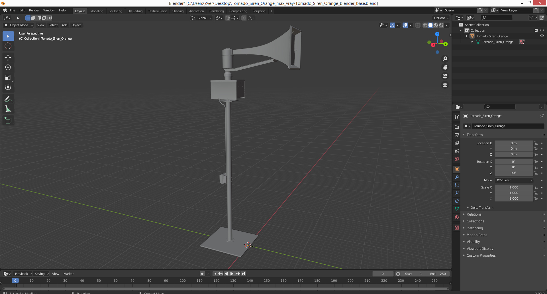 3D model Tornado Siren Orange