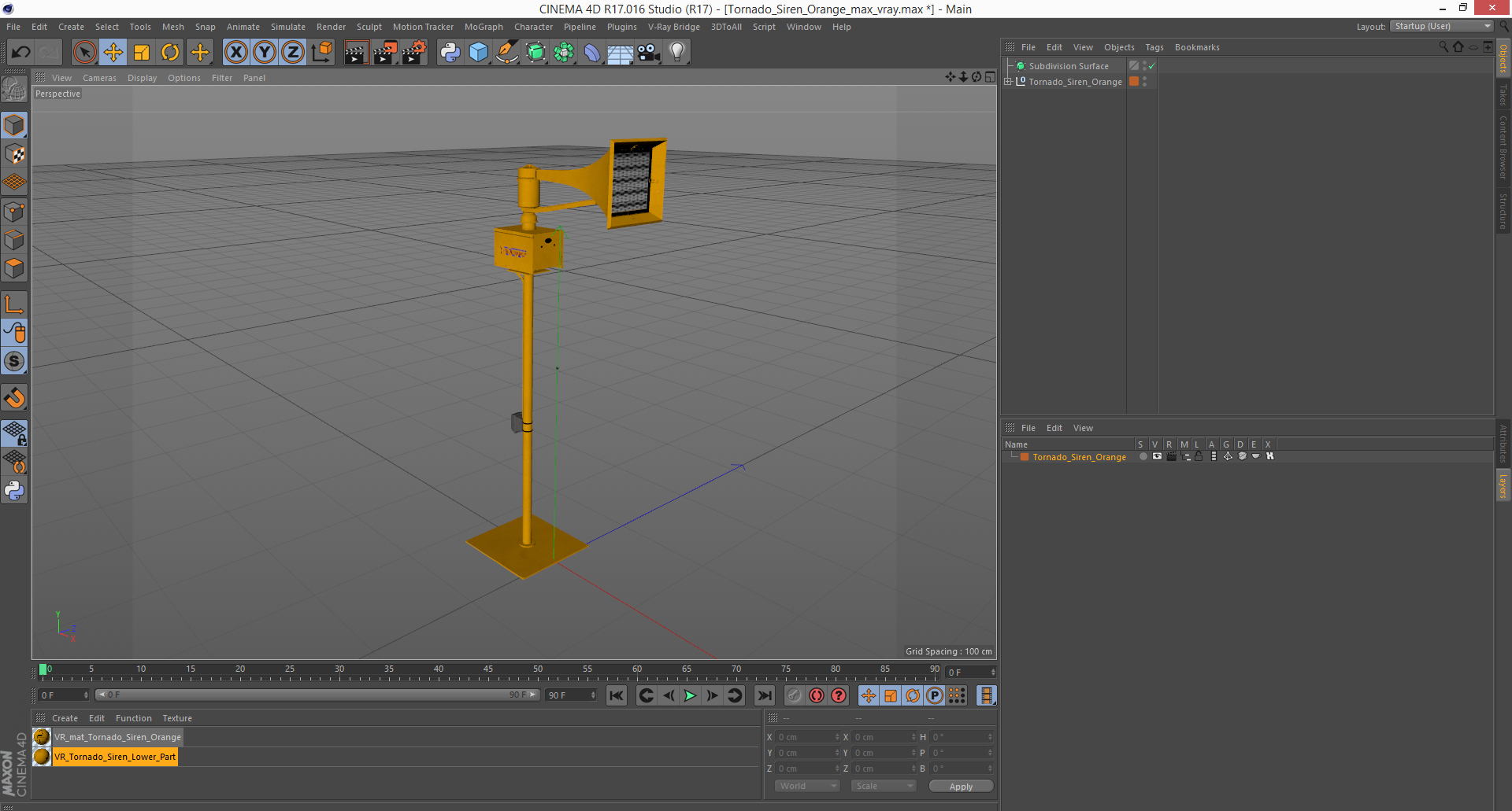 3D model Tornado Siren Orange