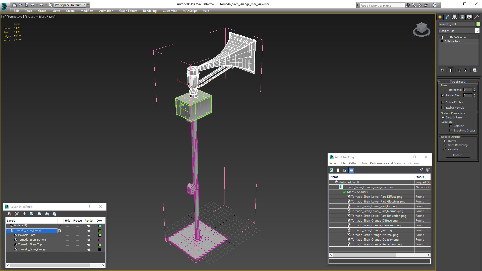 3D model Tornado Siren Orange