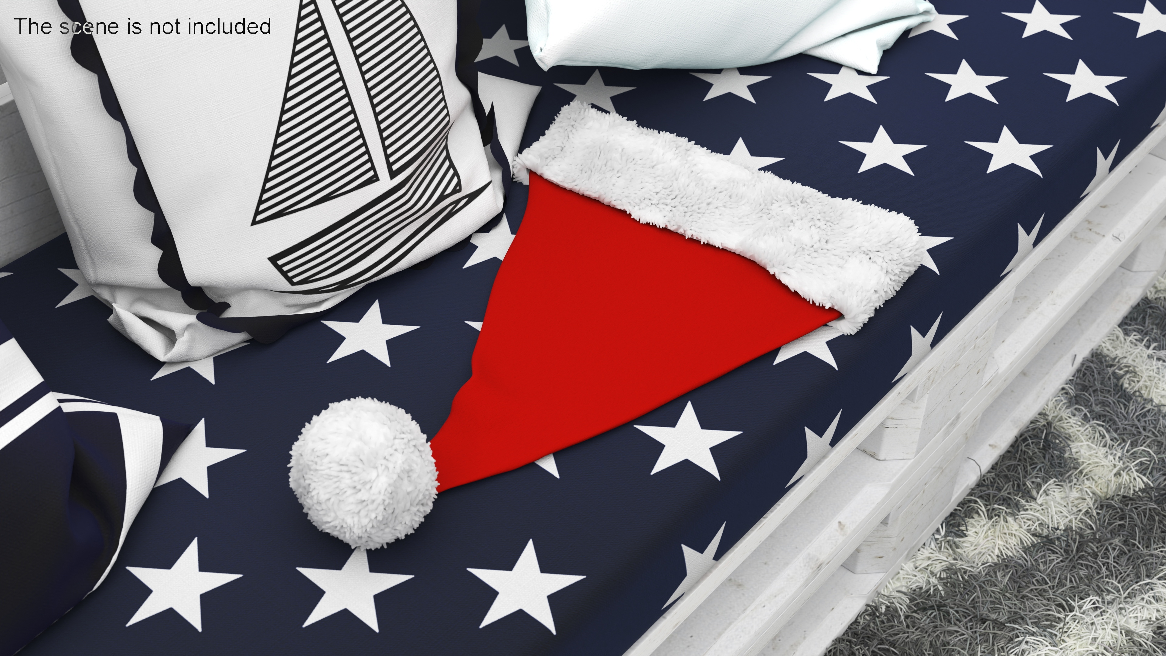 3D Santa Claus Hat Lying on Surface Fur