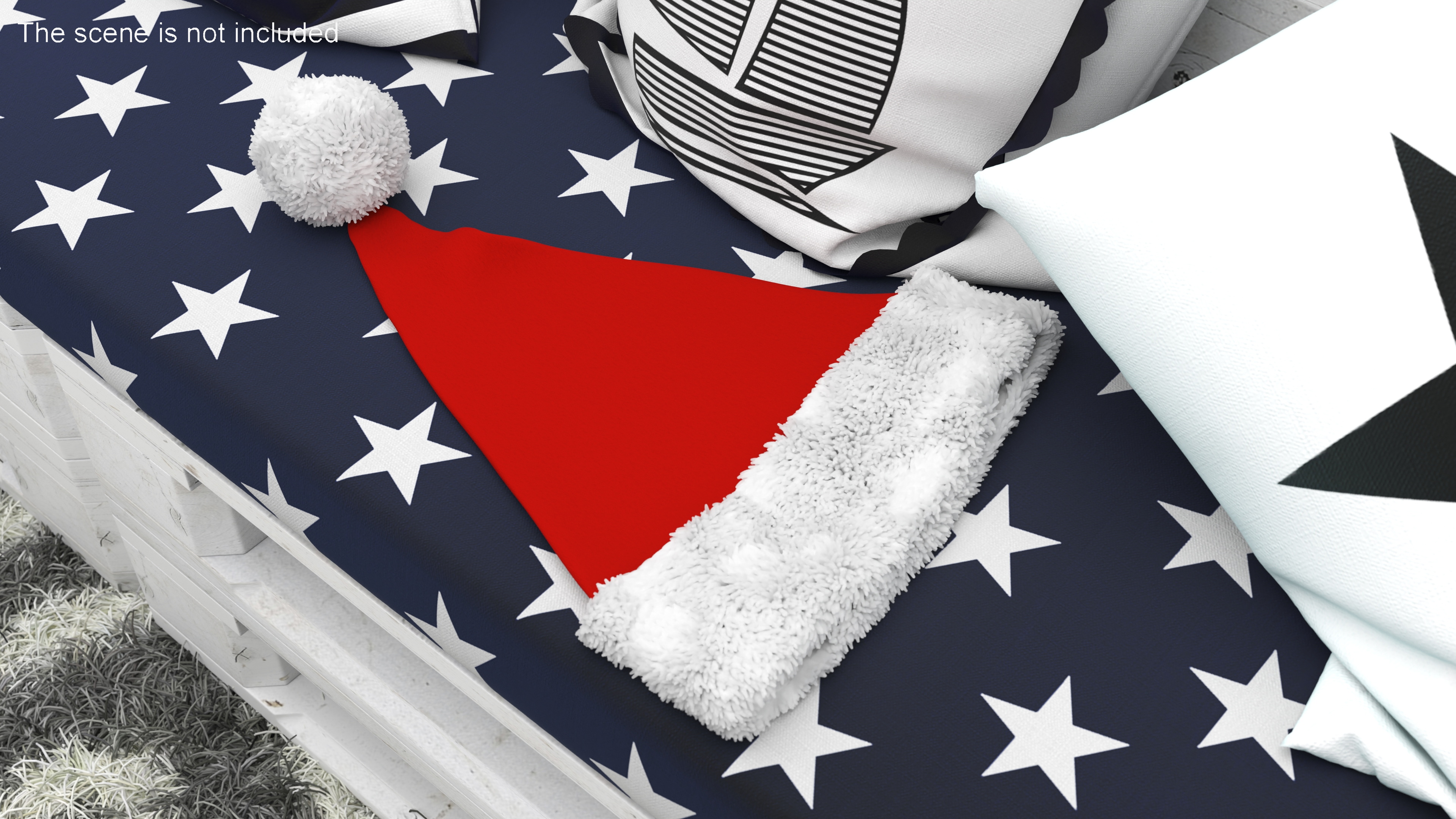 3D Santa Claus Hat Lying on Surface Fur