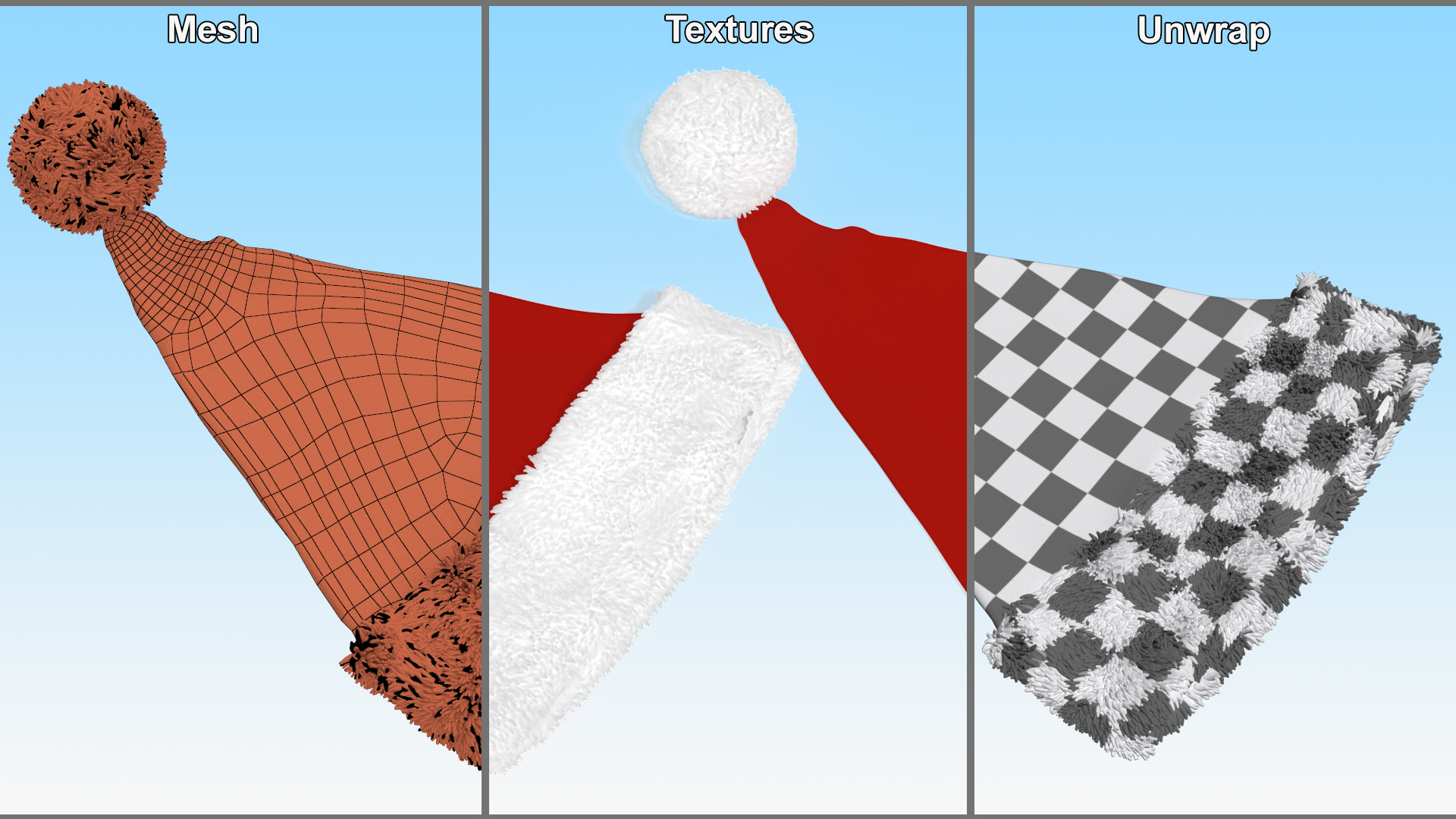 3D Santa Claus Hat Lying on Surface Fur
