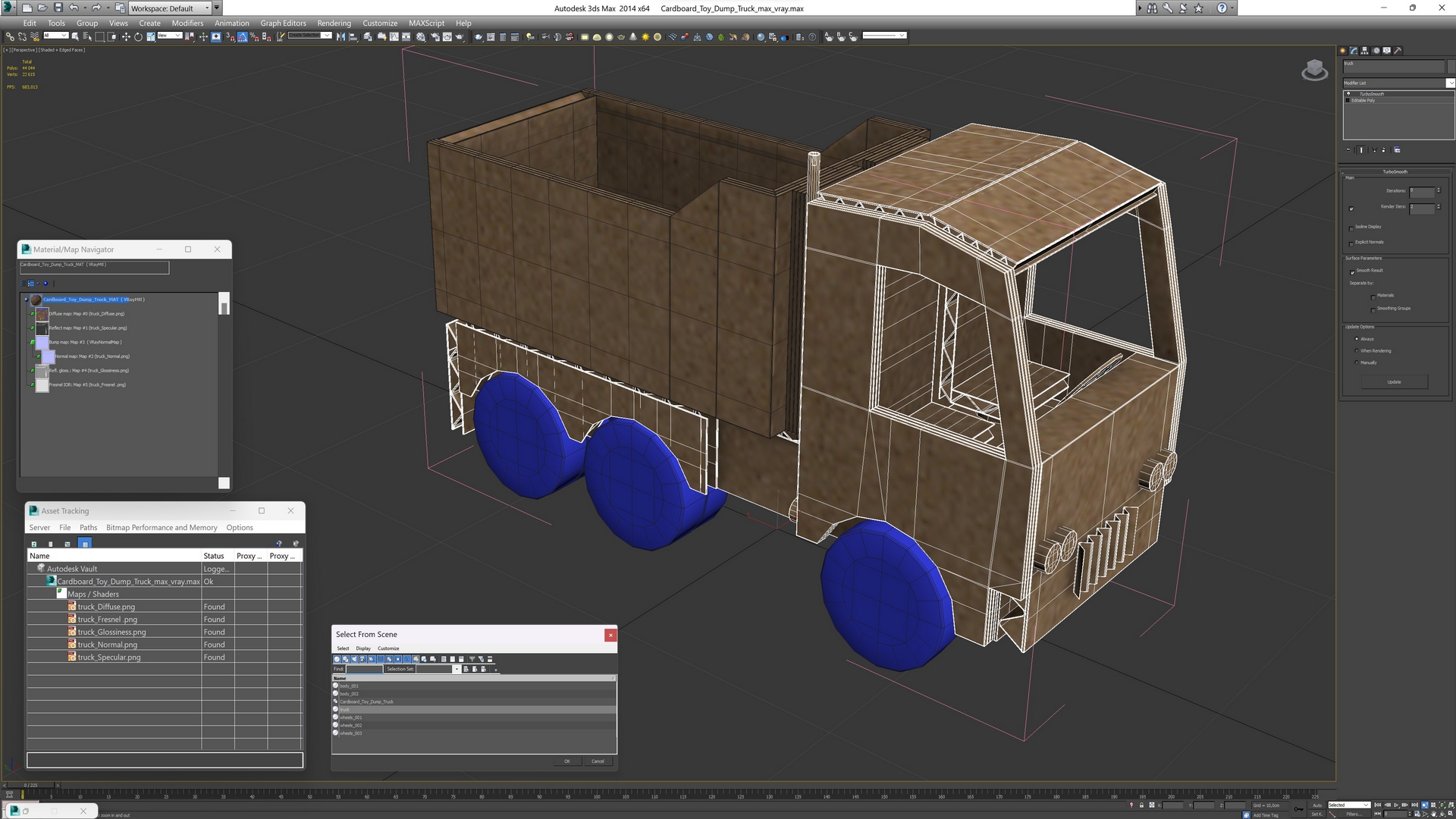 Cardboard Toy Dump Truck 3D model