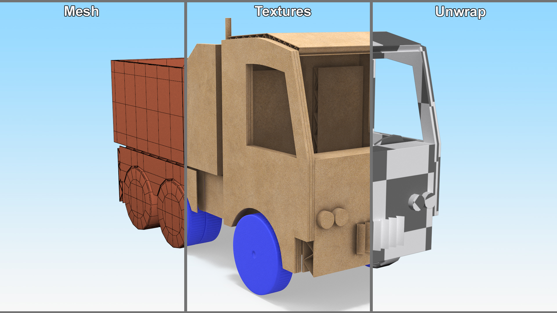 Cardboard Toy Dump Truck 3D model