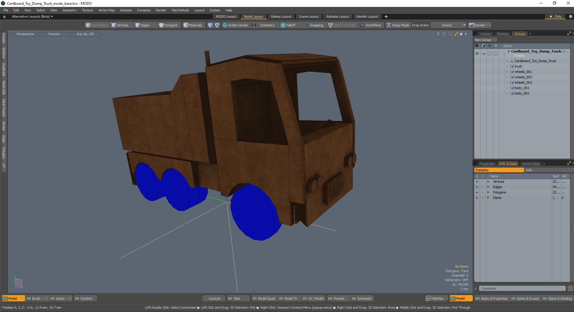 Cardboard Toy Dump Truck 3D model