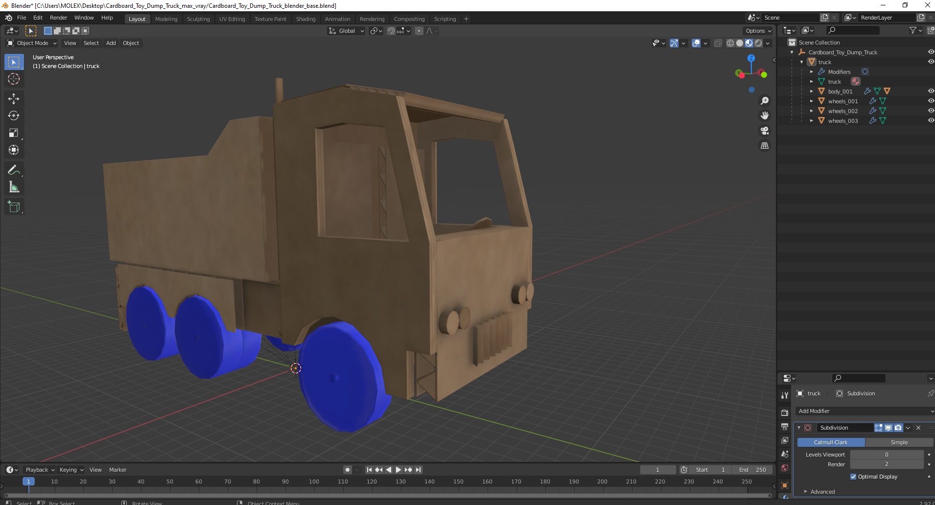 Cardboard Toy Dump Truck 3D model