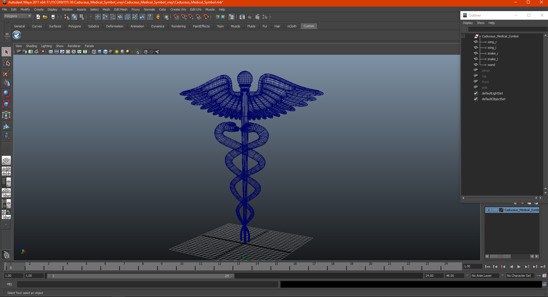 3D Caduceus Medical Symbol model