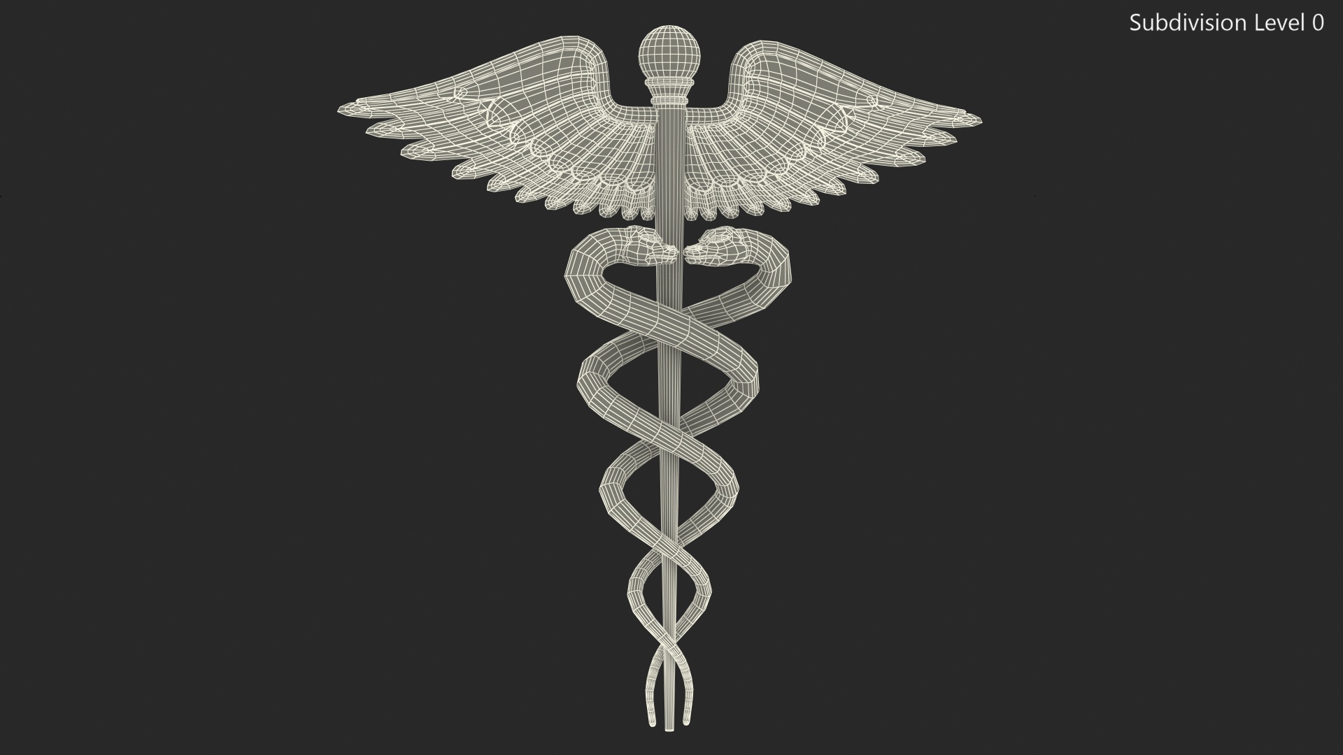 3D Caduceus Medical Symbol model