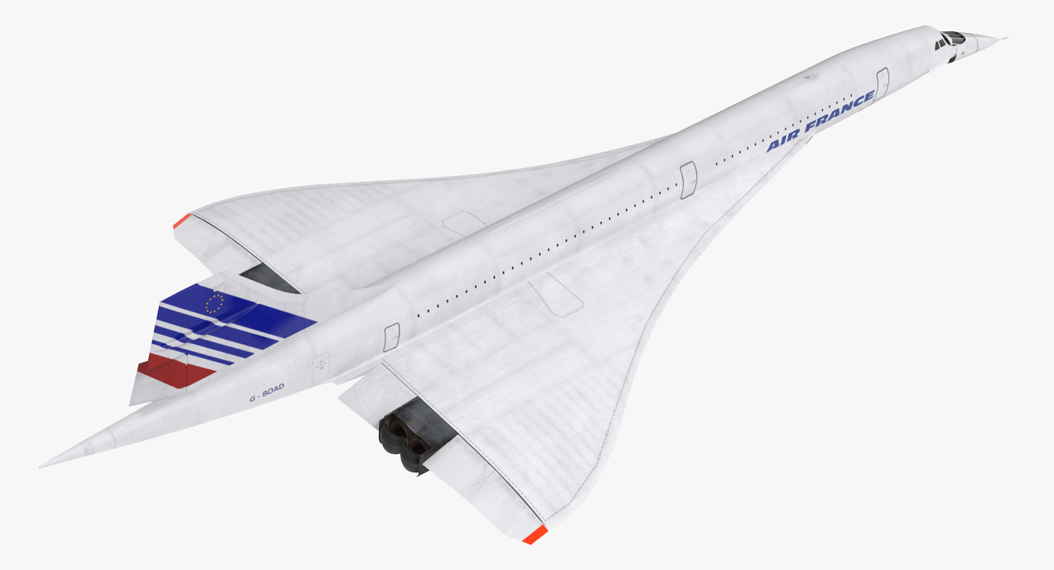 3D Concorde supersonic Passenger Jet Airliner Air France model