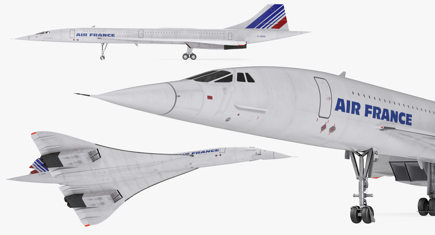3D Concorde supersonic Passenger Jet Airliner Air France model