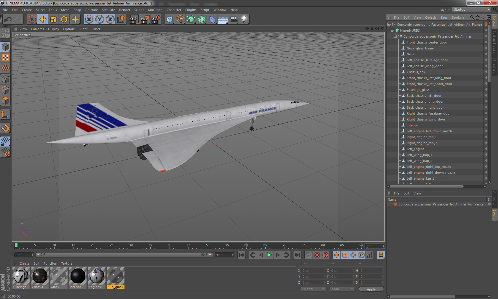 3D Concorde supersonic Passenger Jet Airliner Air France model
