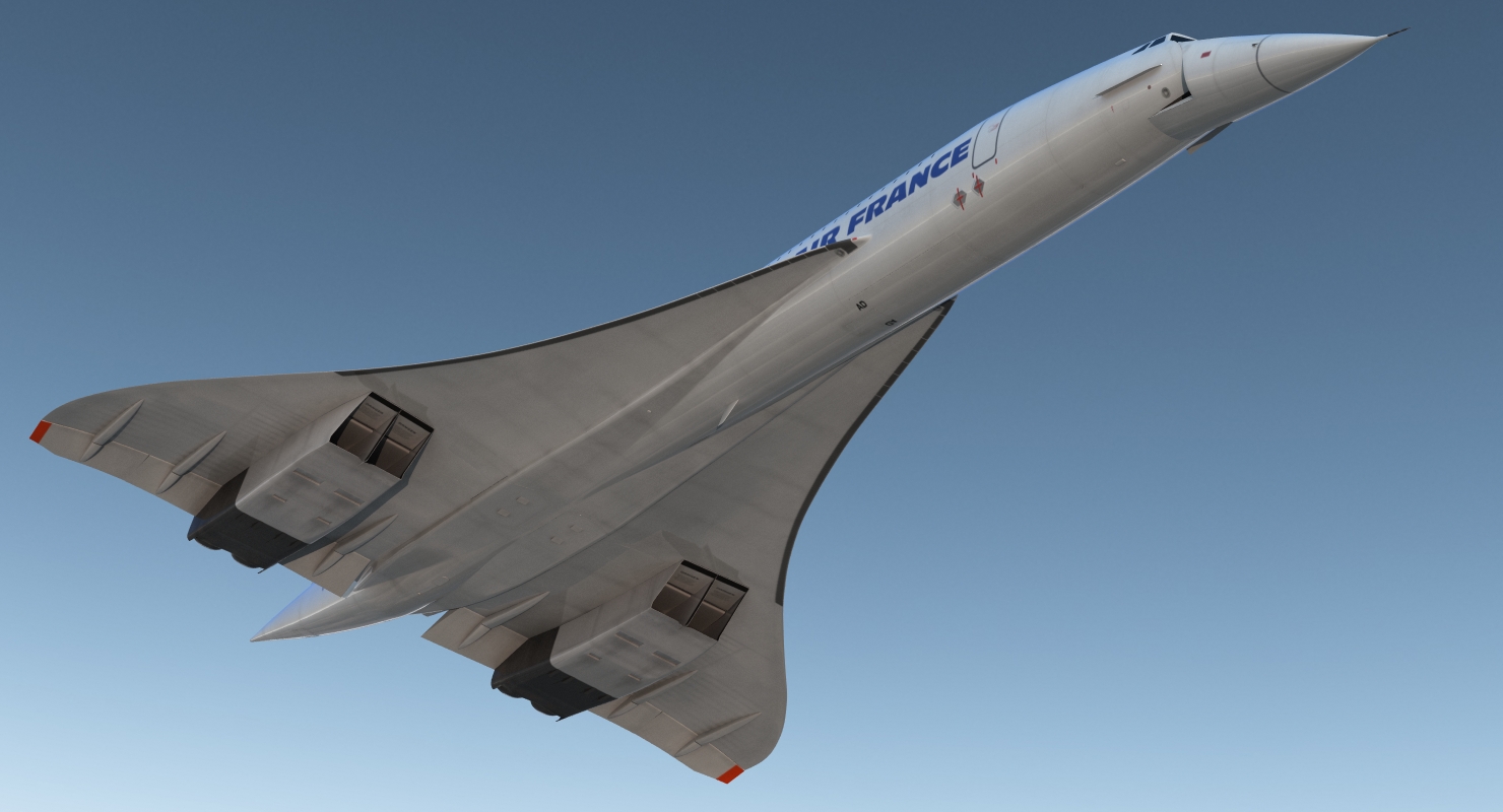 3D Concorde supersonic Passenger Jet Airliner Air France model