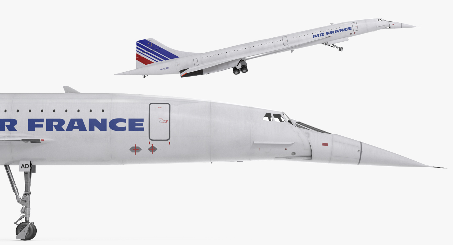 3D Concorde supersonic Passenger Jet Airliner Air France model