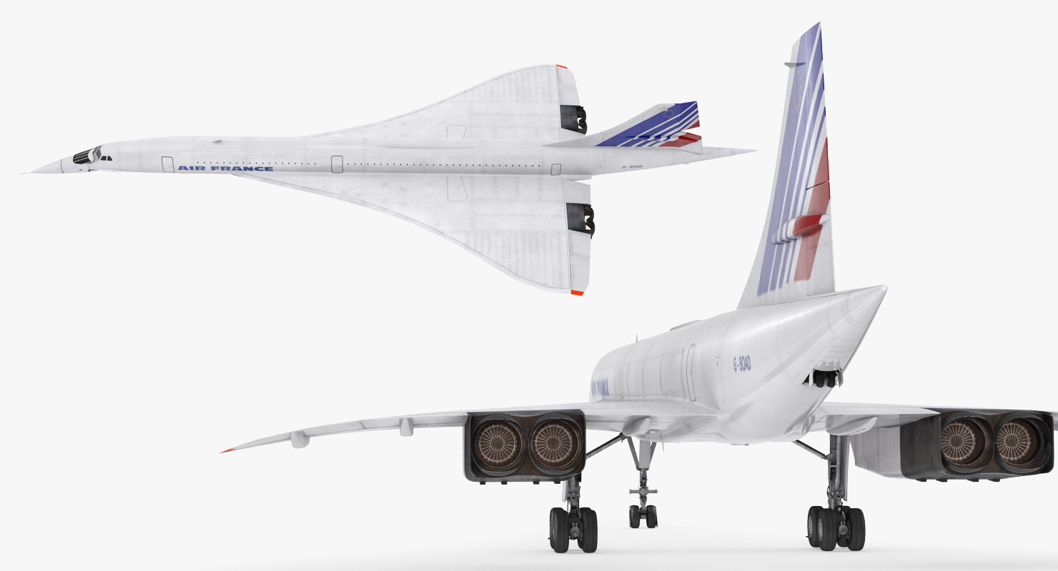 3D Concorde supersonic Passenger Jet Airliner Air France model