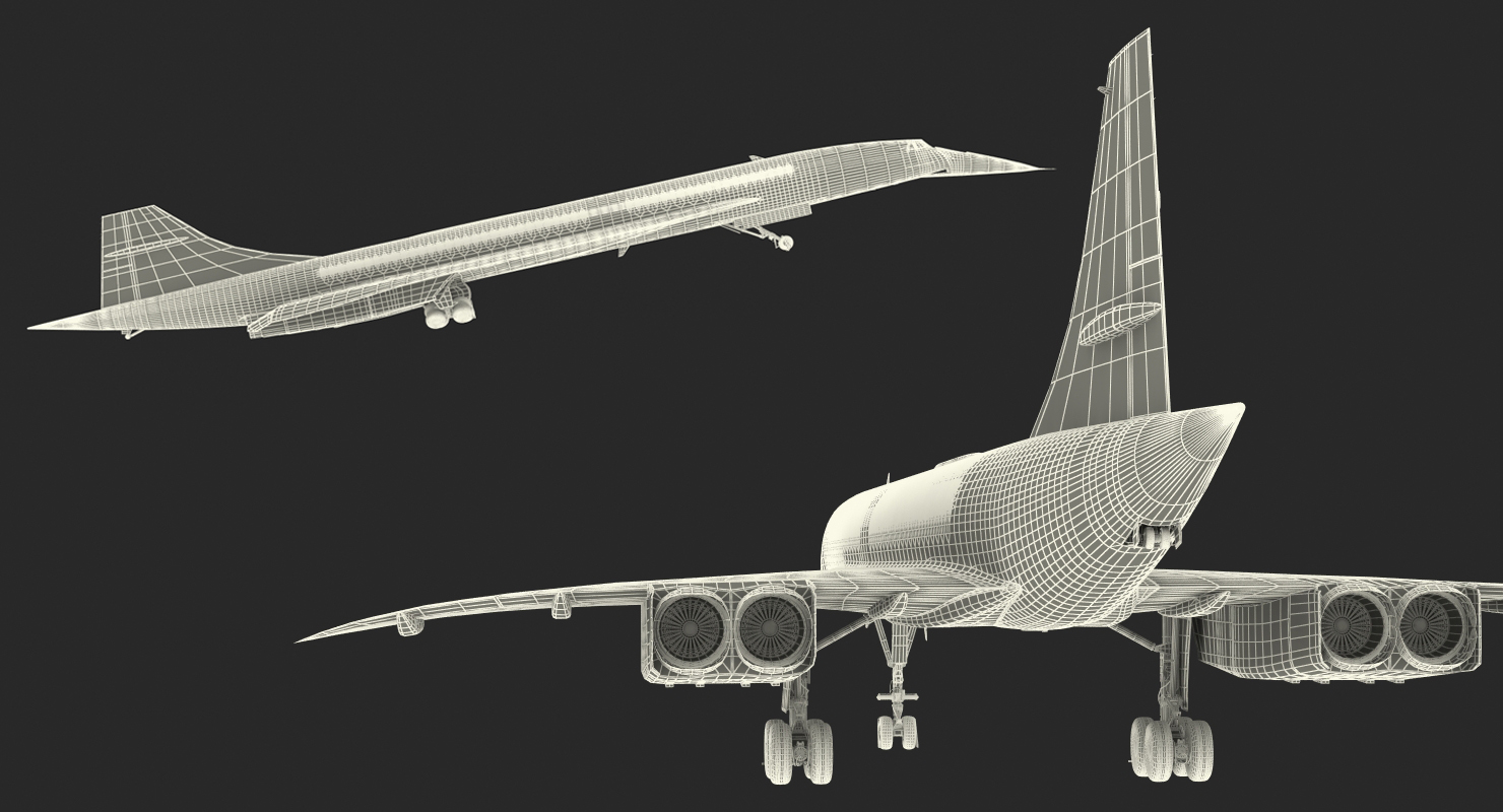 3D Concorde supersonic Passenger Jet Airliner Air France model