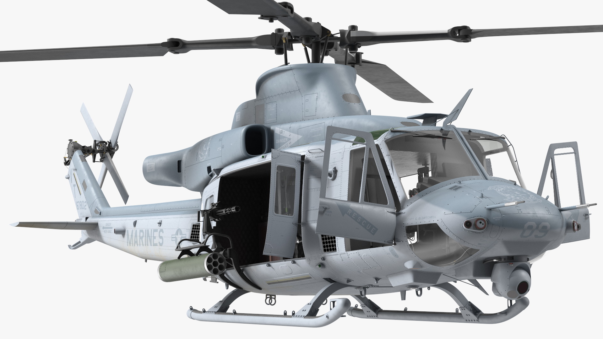 3D Bell UH1Y Venom Helicopter Rigged model