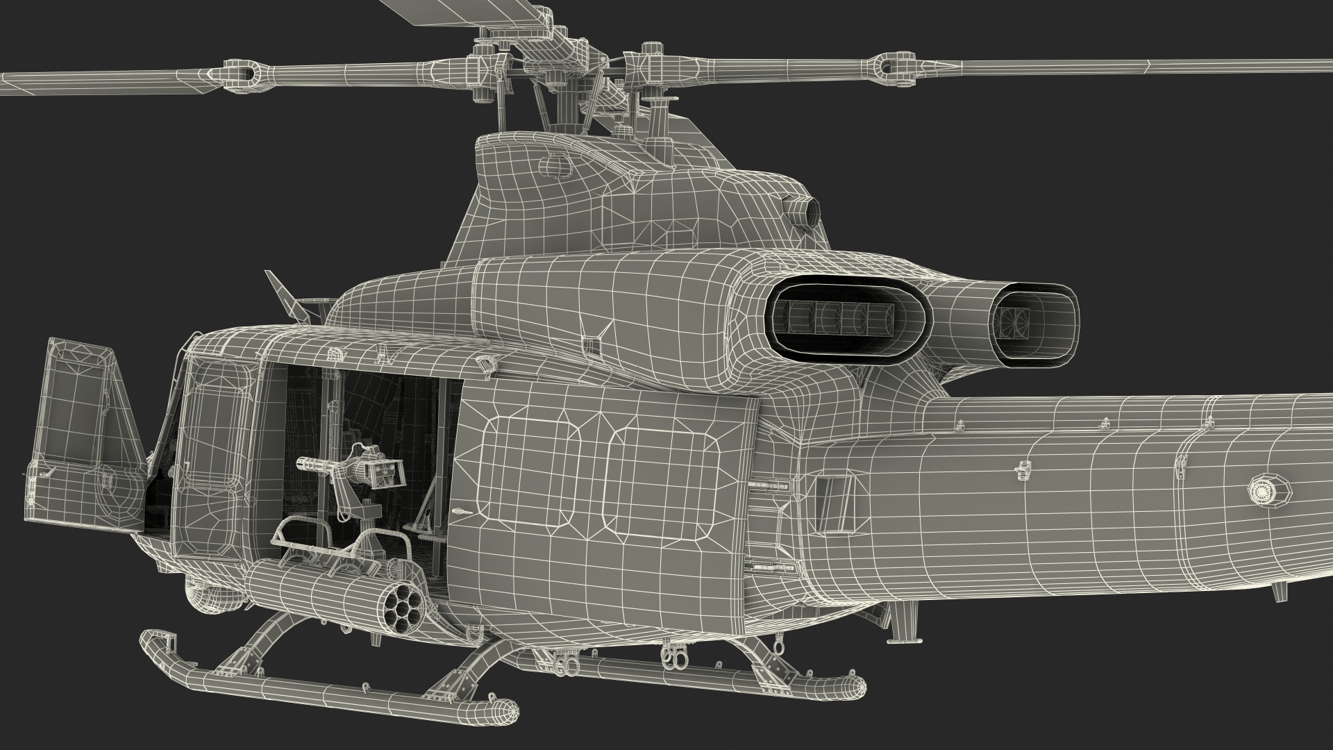 3D Bell UH1Y Venom Helicopter Rigged model