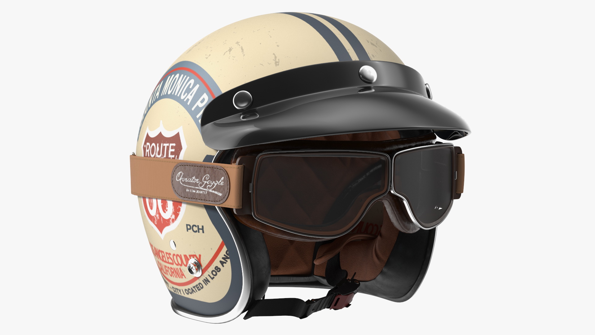 3D Torc Route 66 Helmet with Goggles model