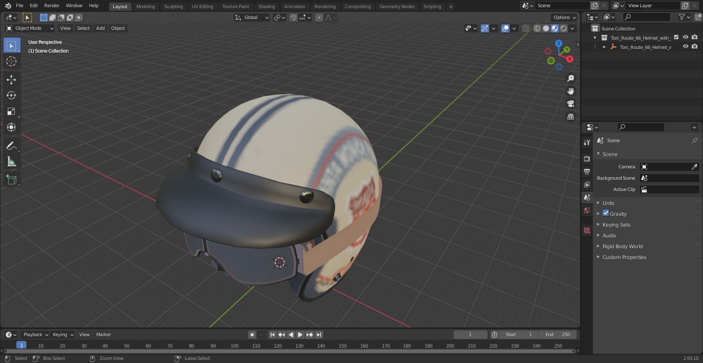 3D Torc Route 66 Helmet with Goggles model