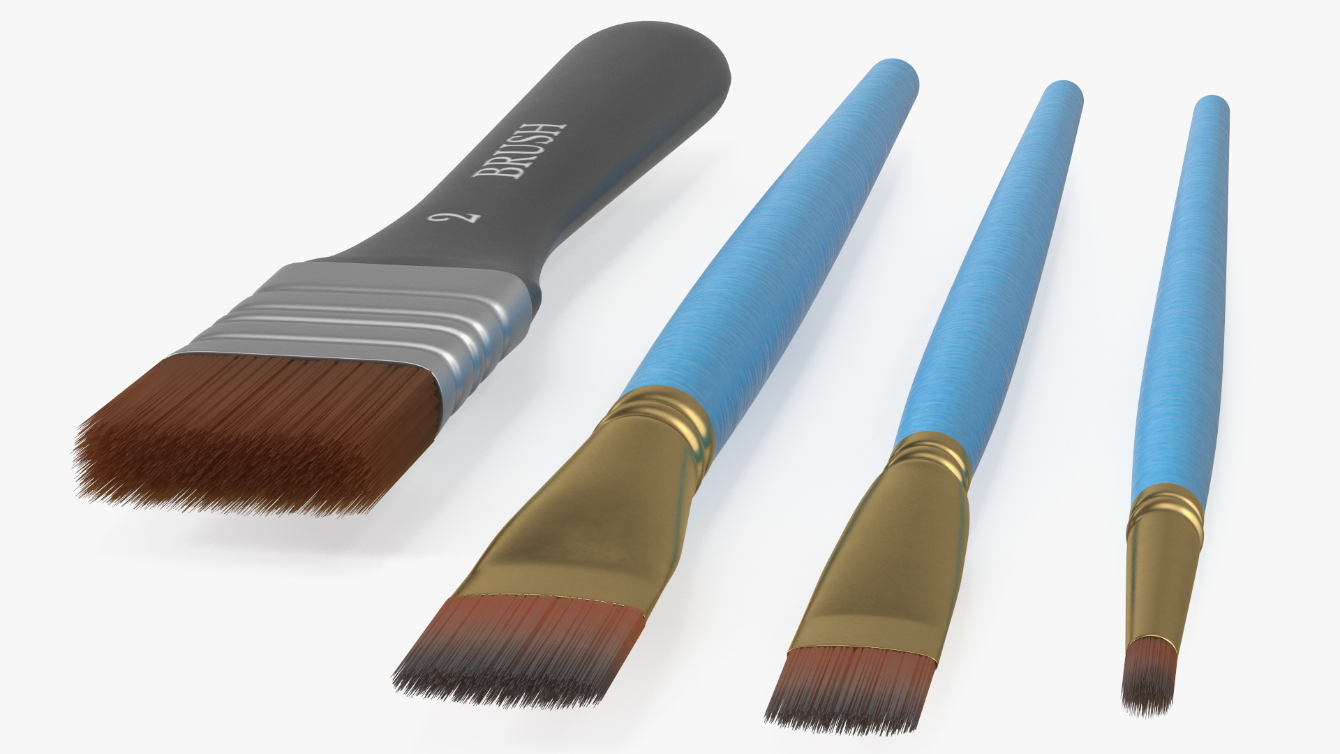 3D Painting Brushes Four Types Fur