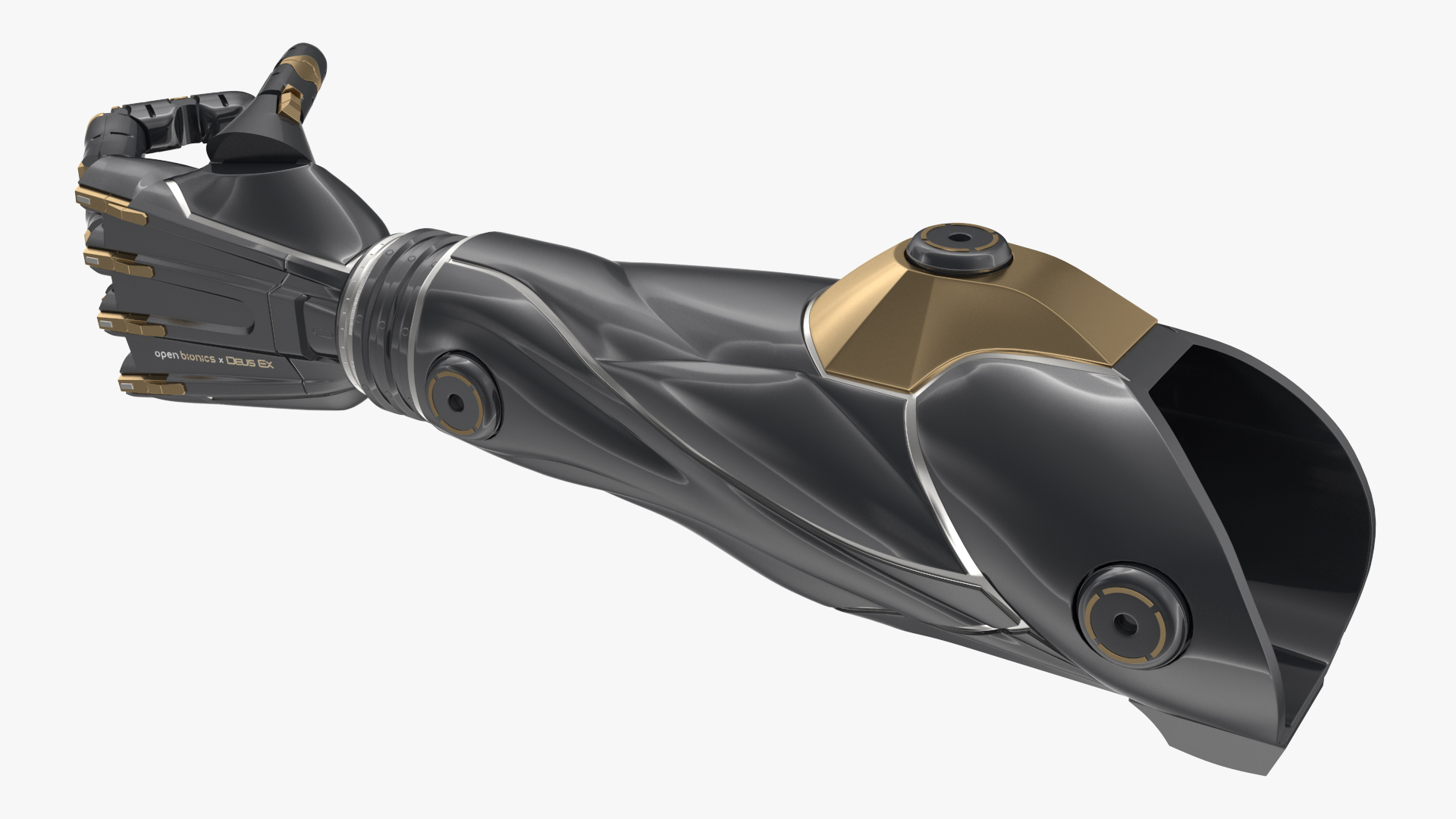 3D Black Metal Prosthetic Arm Rigged model