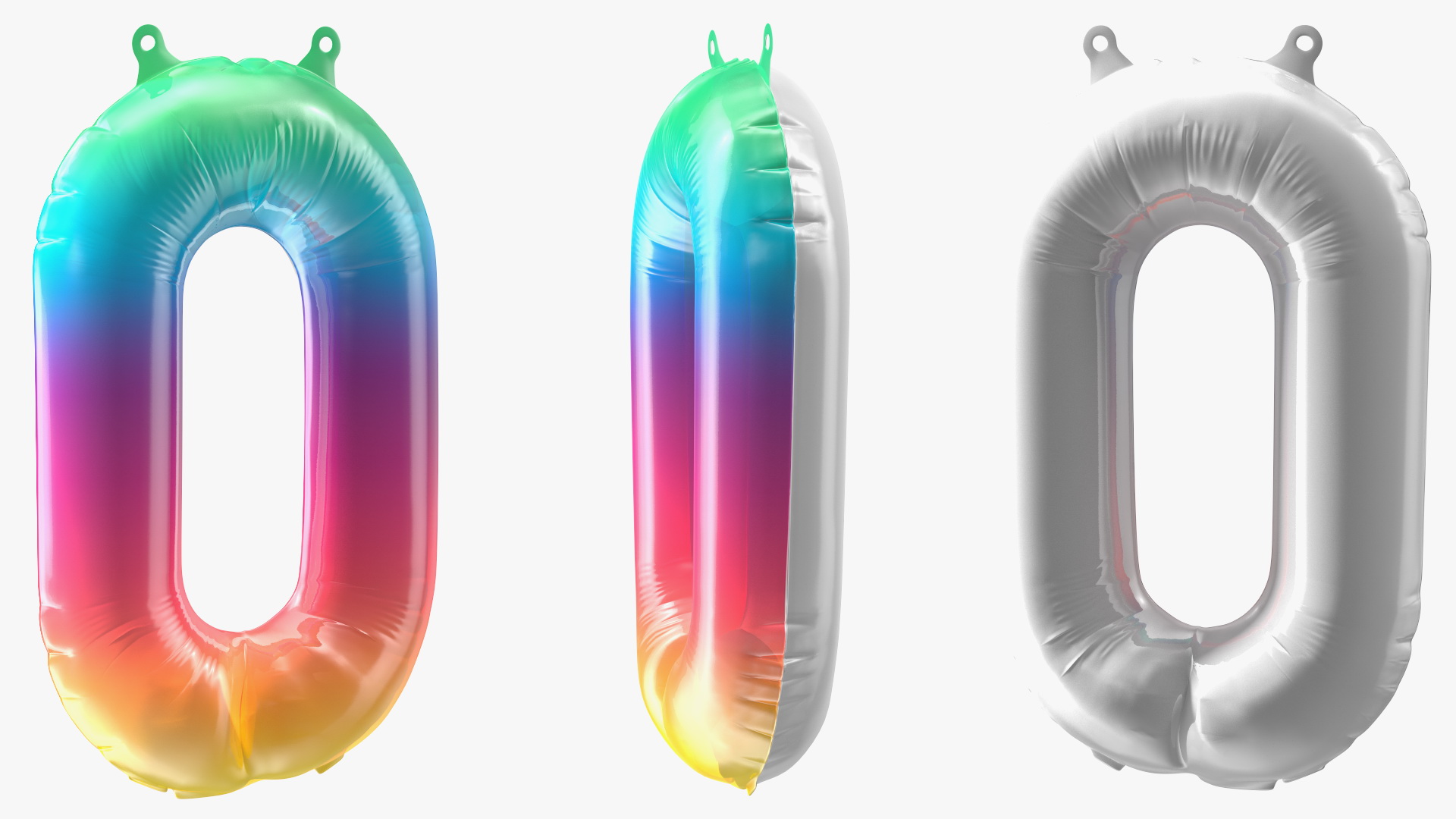 Balloon Numbers Set Rainbow 3D
