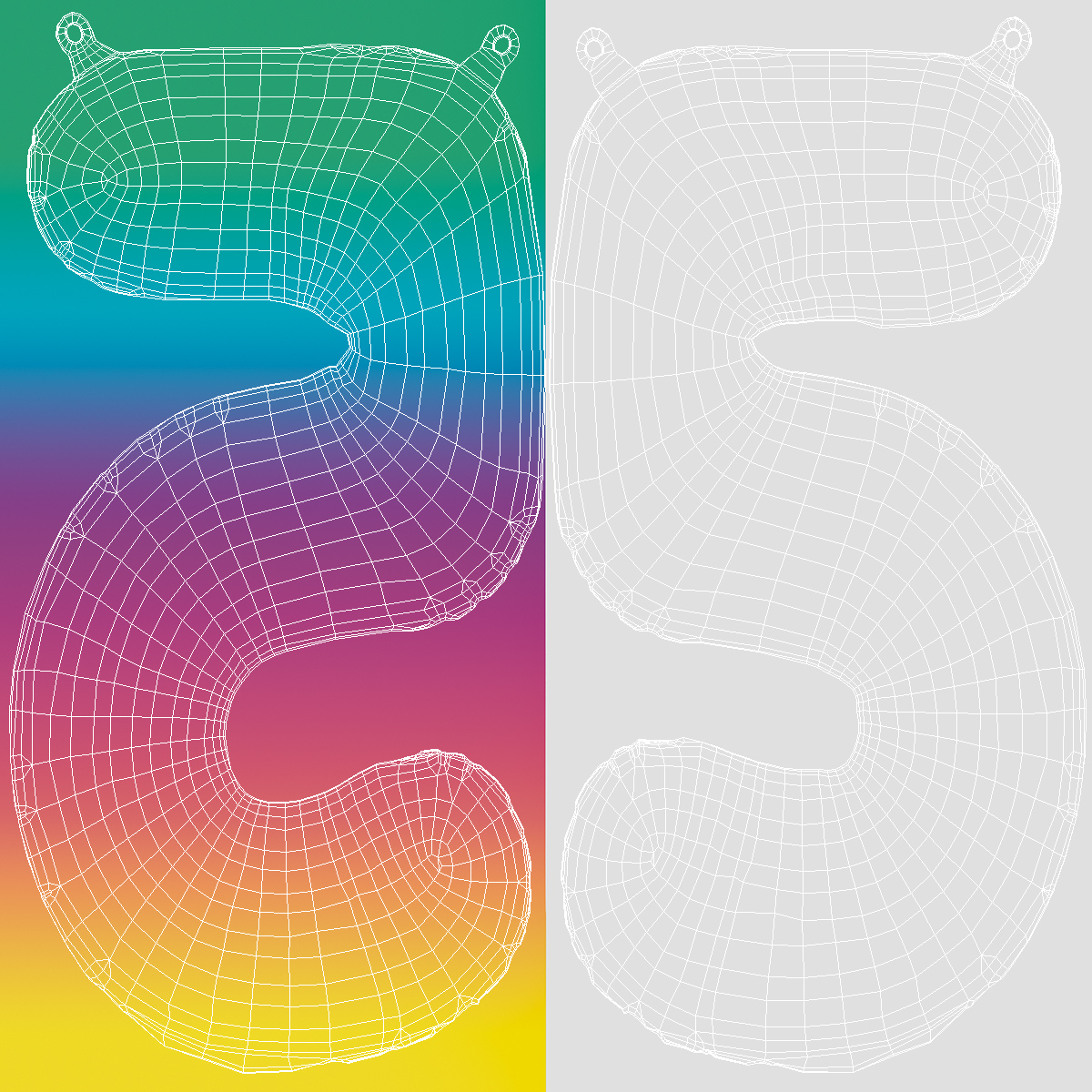 Balloon Numbers Set Rainbow 3D