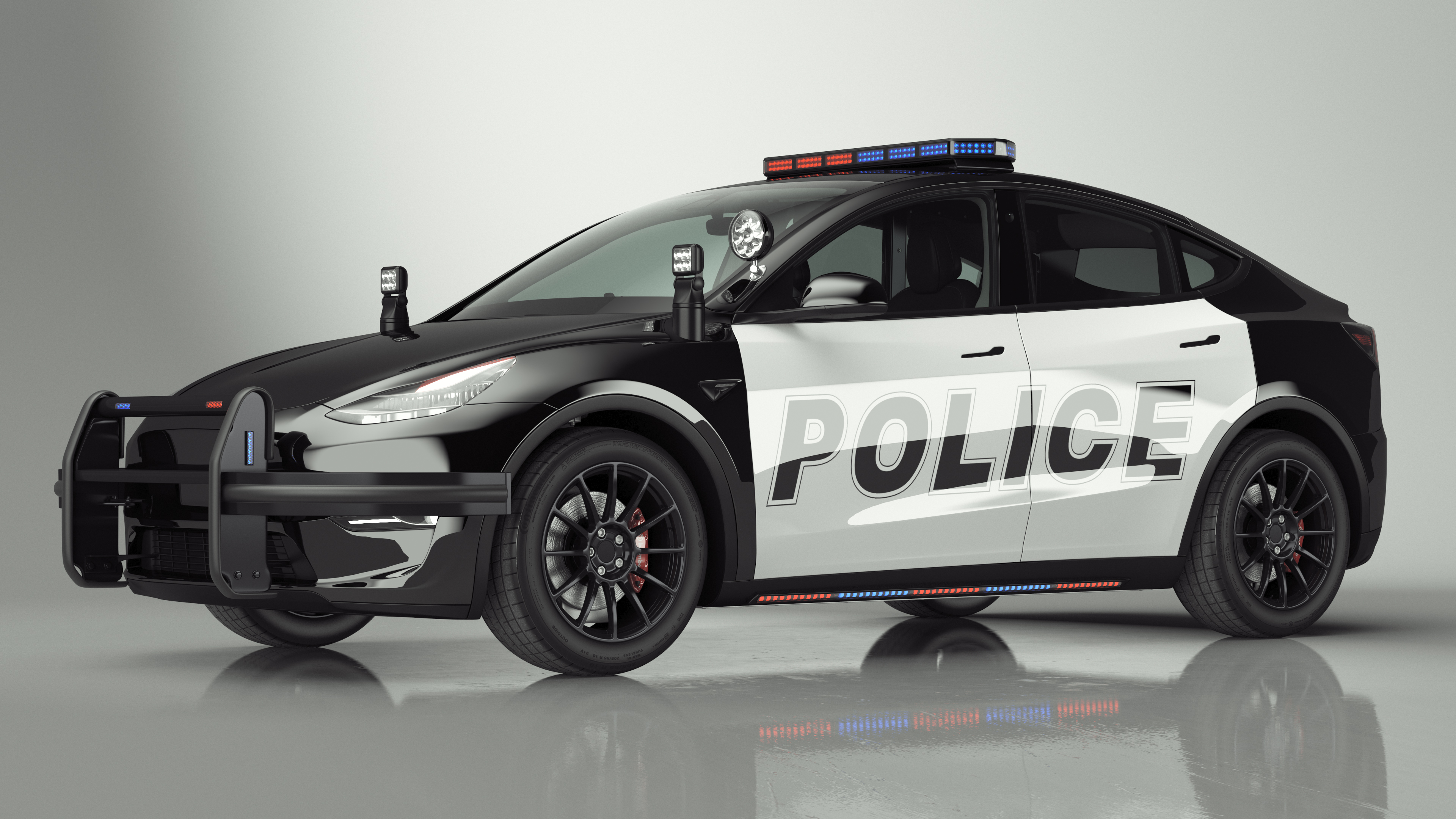 Police Car Tesla Model Y Lights On 3D model