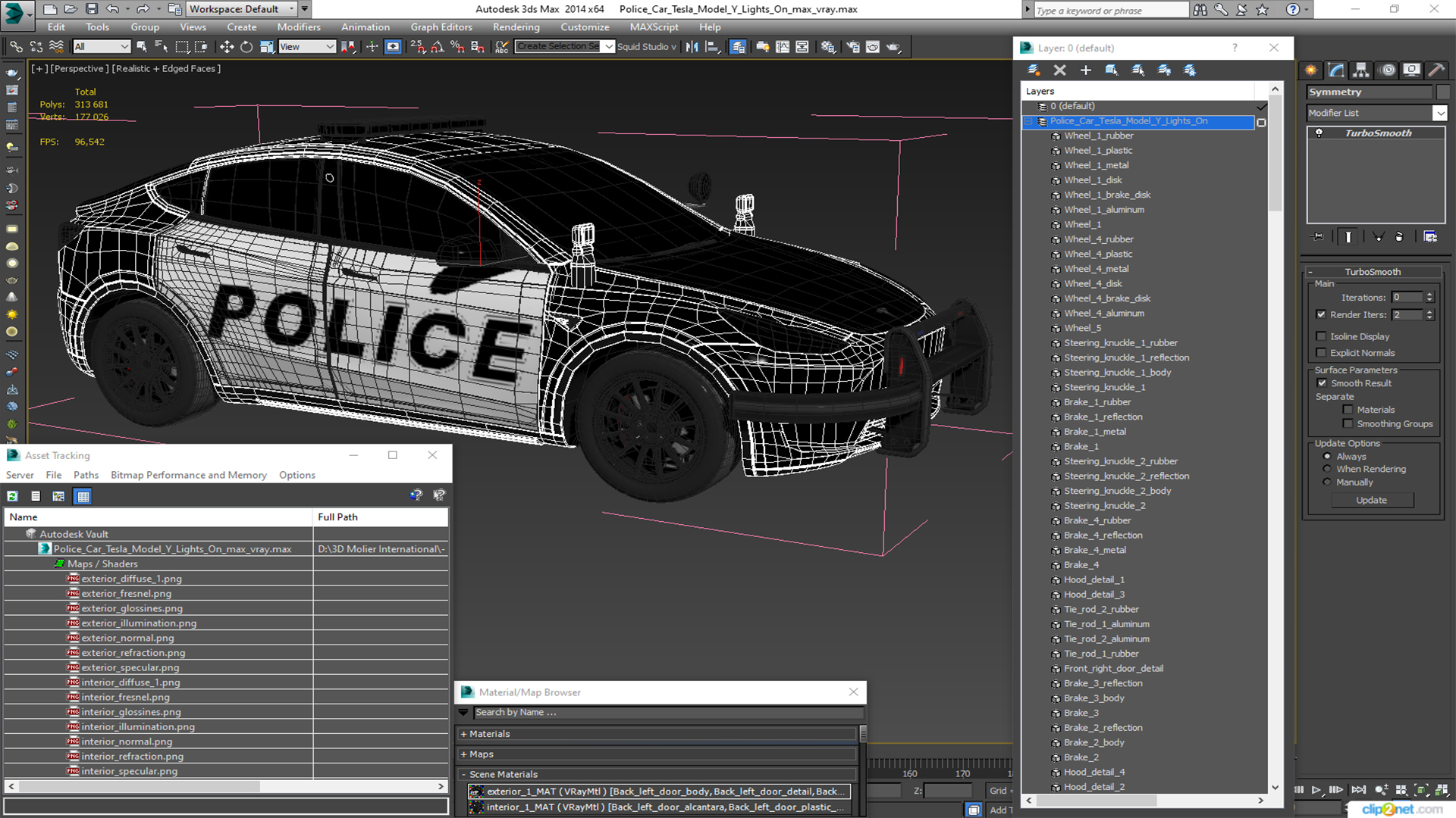 Police Car Tesla Model Y Lights On 3D model
