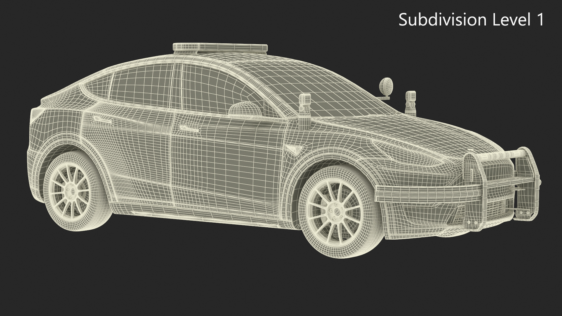 Police Car Tesla Model Y Lights On 3D model