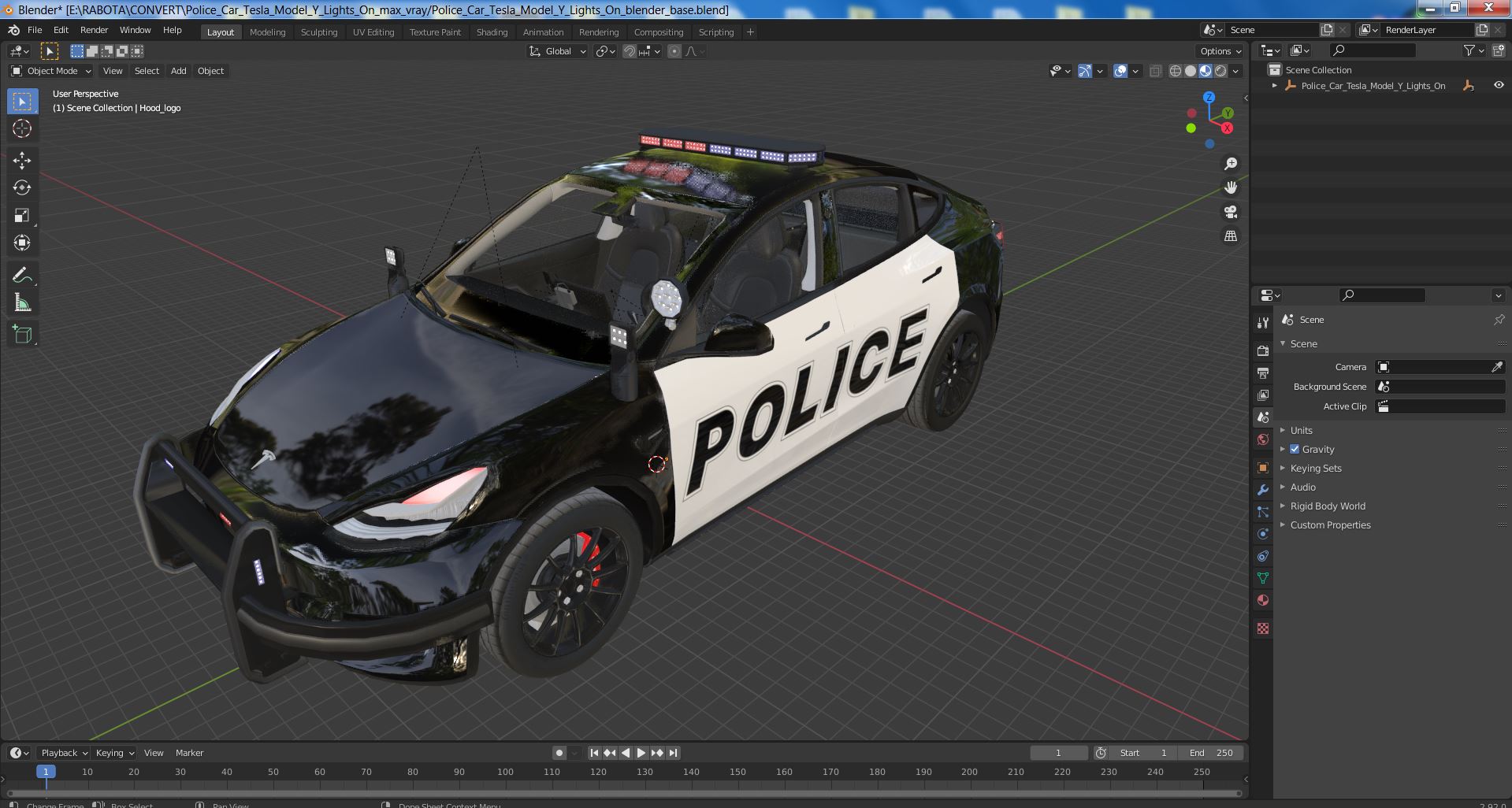 Police Car Tesla Model Y Lights On 3D model