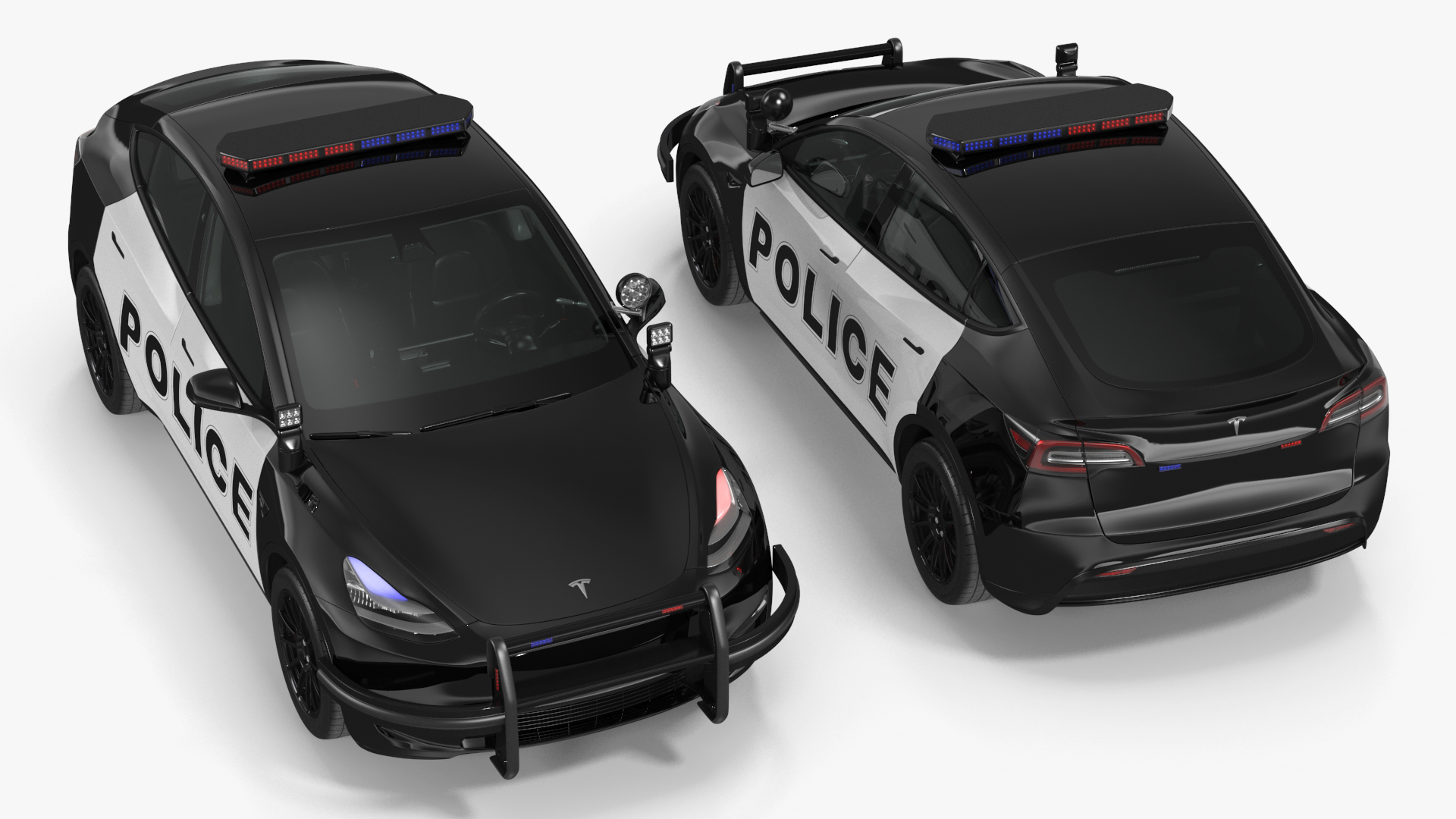 Police Car Tesla Model Y Lights On 3D model