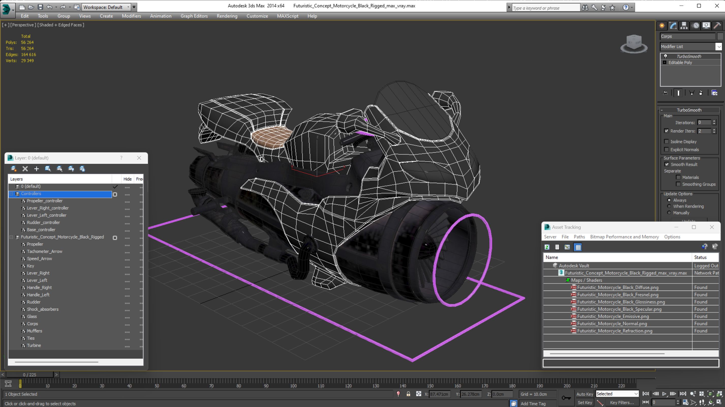 Futuristic Concept Motorcycle Black Rigged 3D