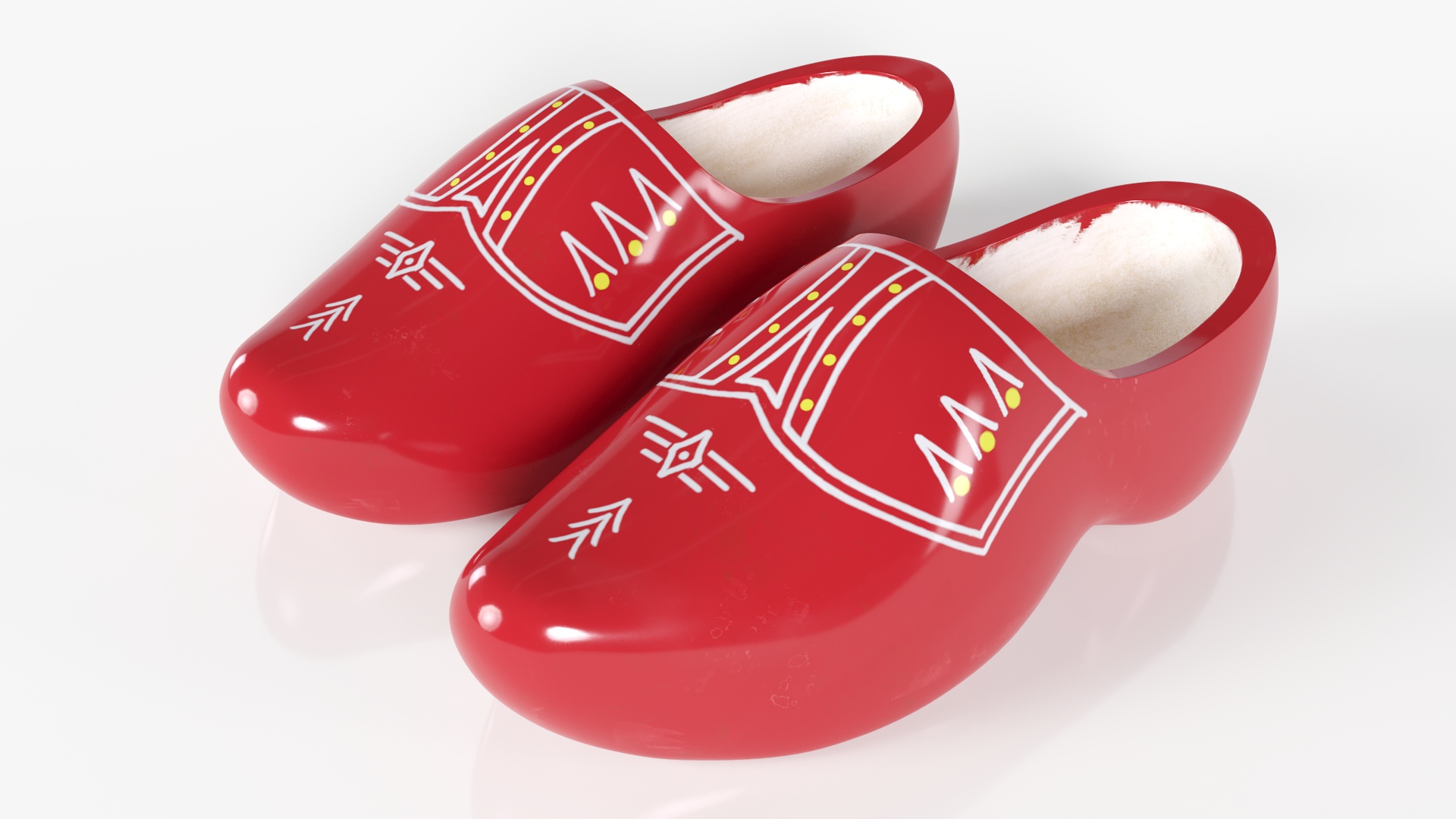 3D Red Dutch Clogs Shoes