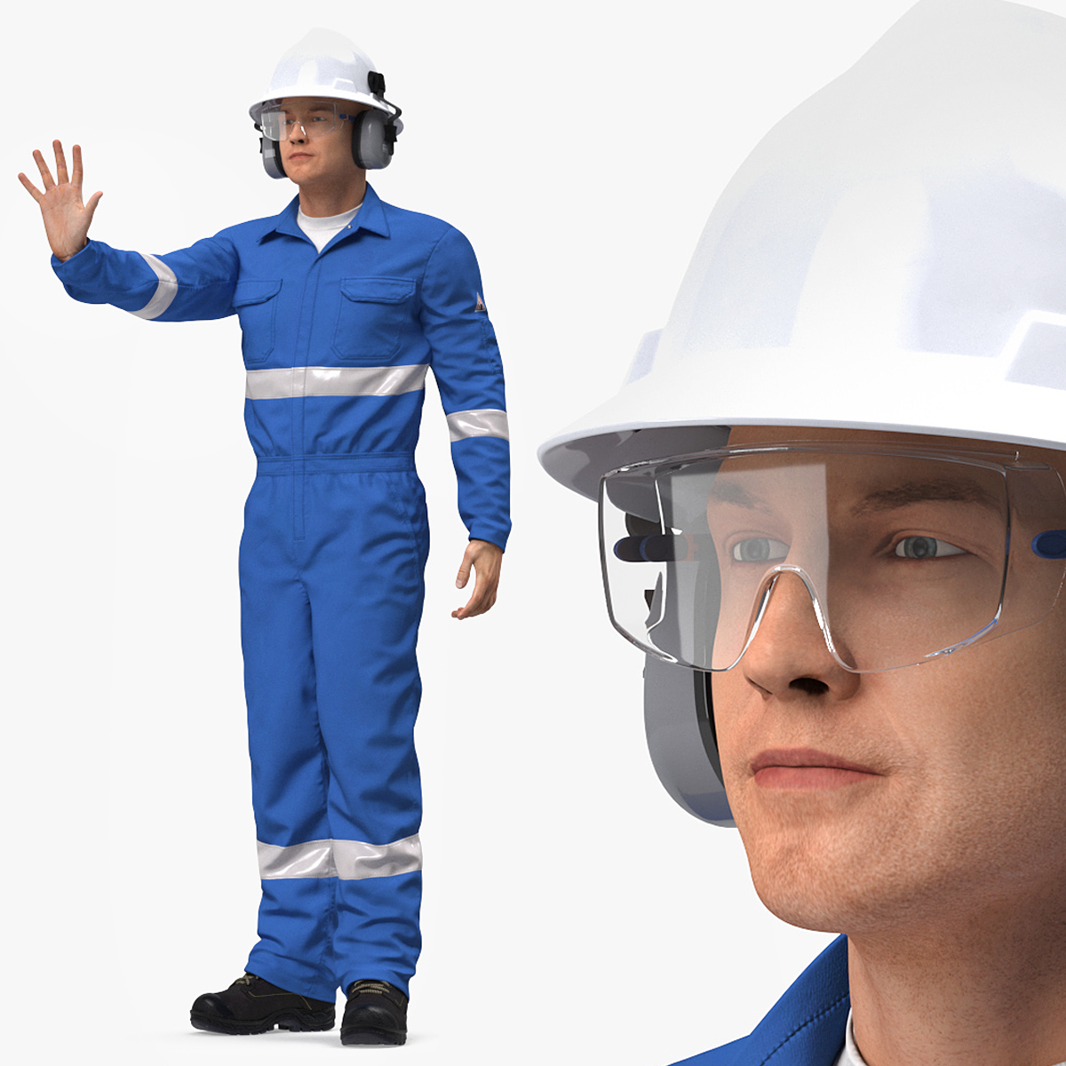 Oil Gas Worker Fully Equipped Standing Fur