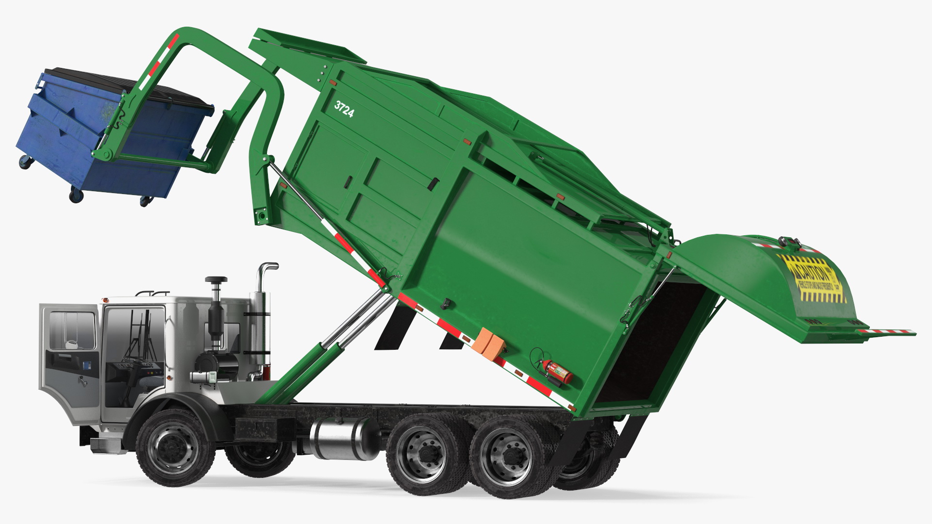 3D model Trash Truck Generic with Dumpster Blue Rigged