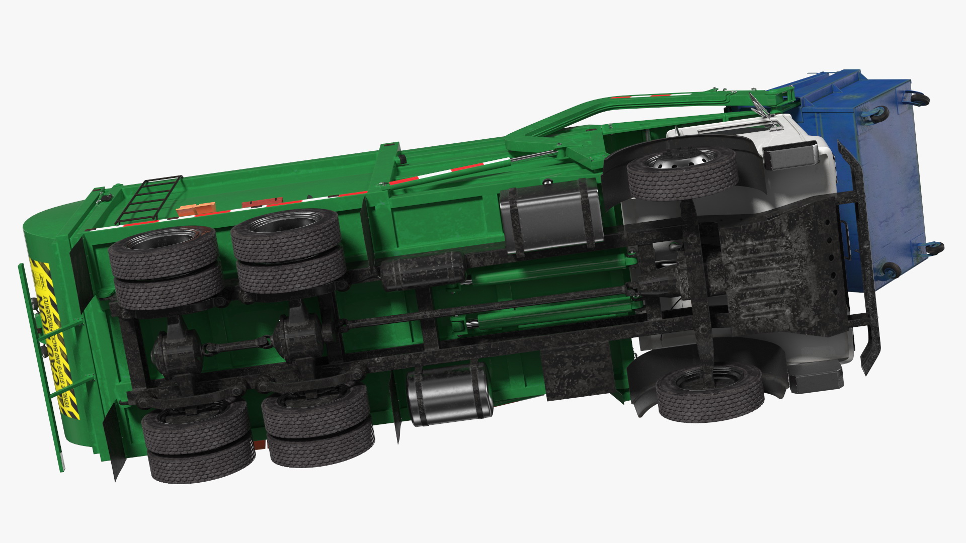 3D model Trash Truck Generic with Dumpster Blue Rigged