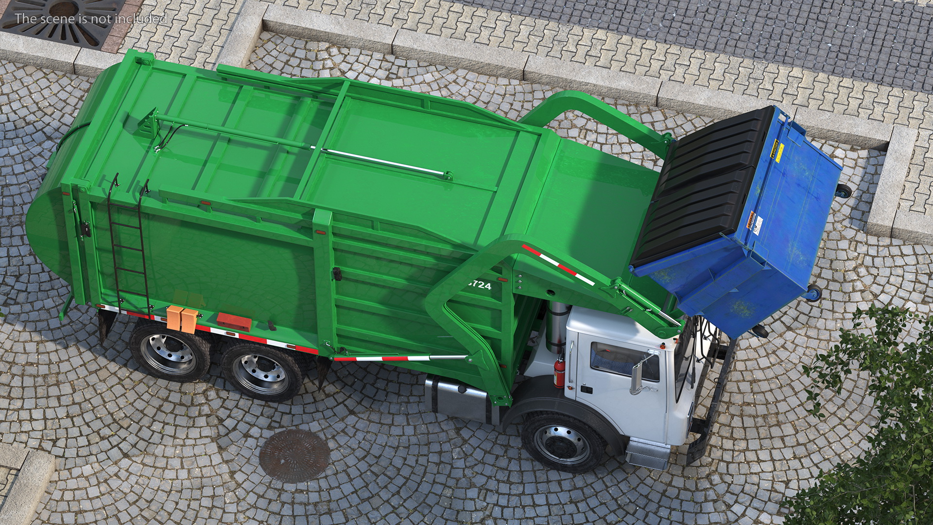 3D model Trash Truck Generic with Dumpster Blue Rigged
