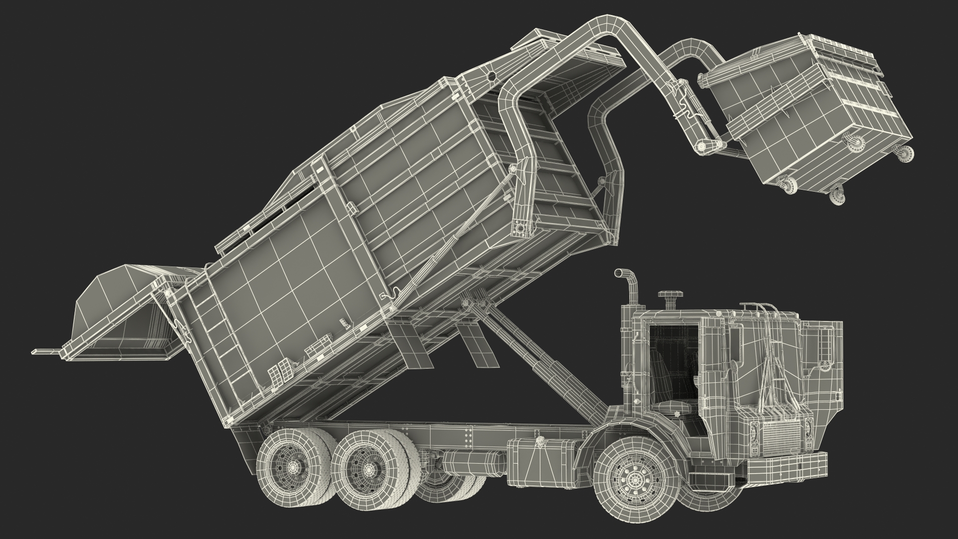 3D model Trash Truck Generic with Dumpster Blue Rigged