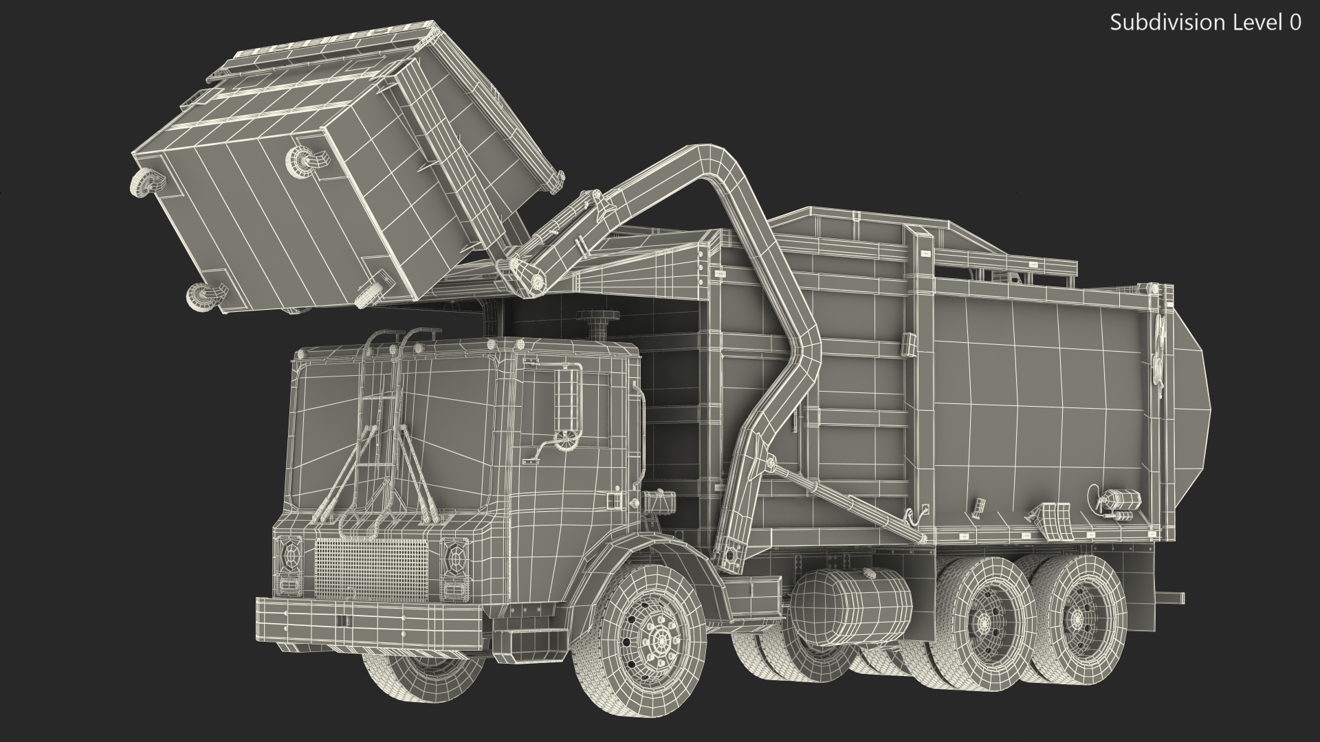 3D model Trash Truck Generic with Dumpster Blue Rigged