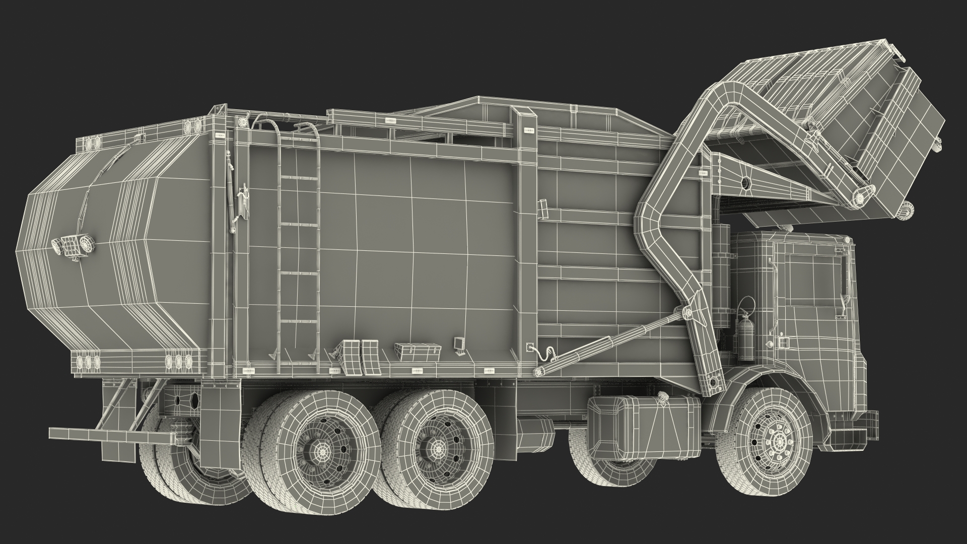 3D model Trash Truck Generic with Dumpster Blue Rigged