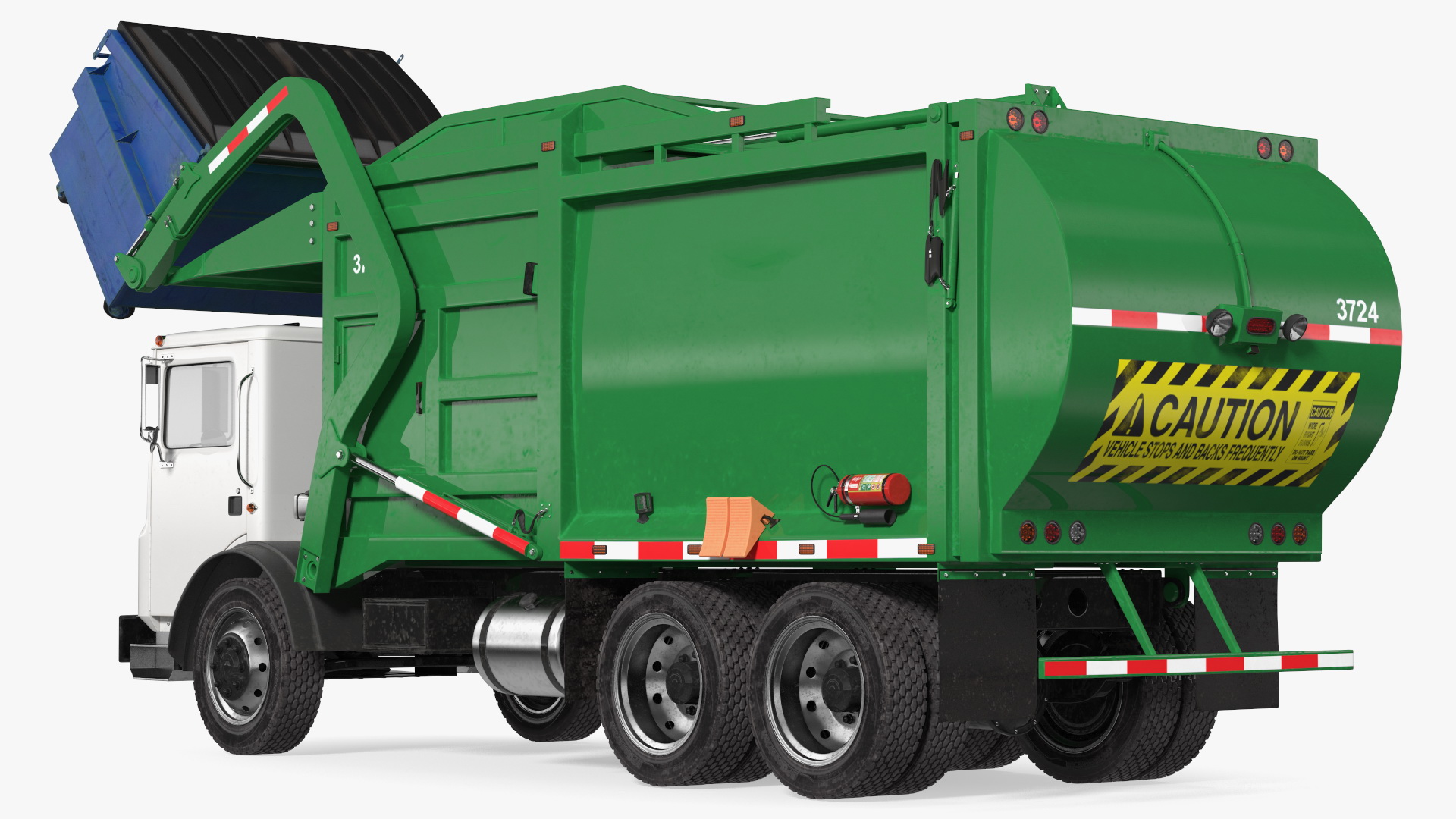 3D model Trash Truck Generic with Dumpster Blue Rigged